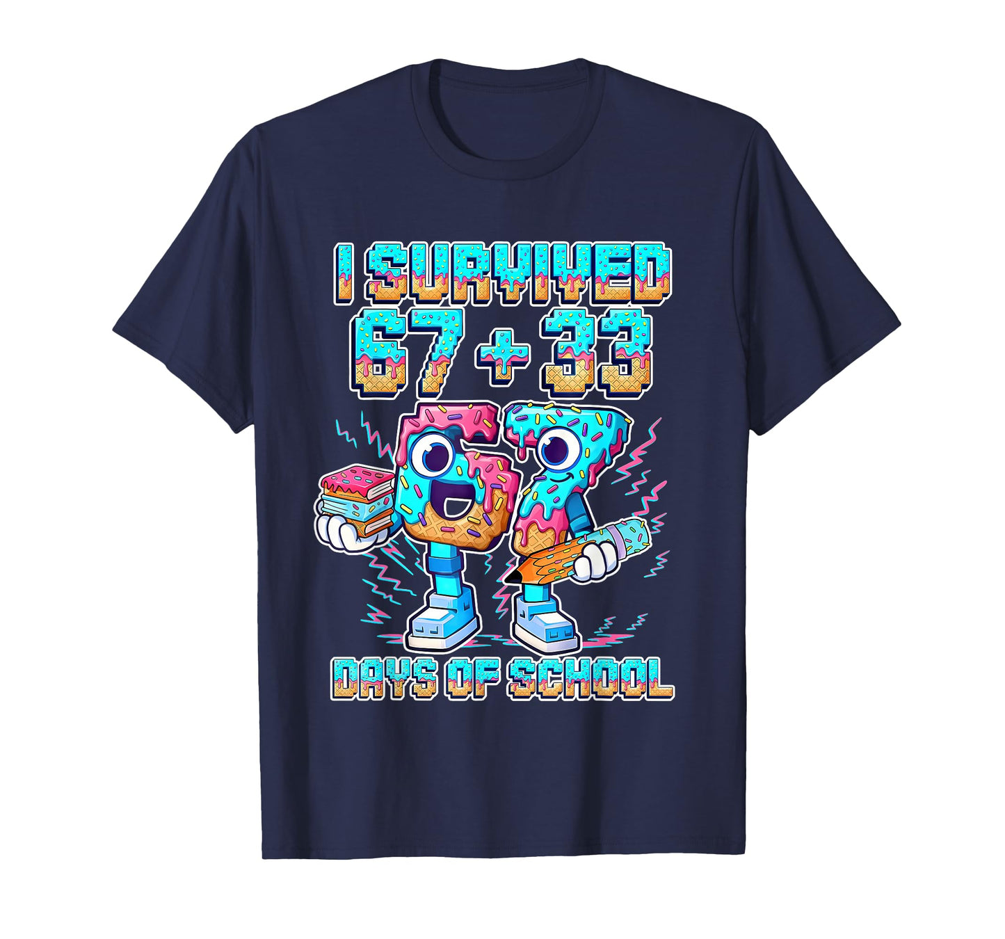 Kids Six Seven 6 7 Meme I Survived 67 Days of School T-Shirt