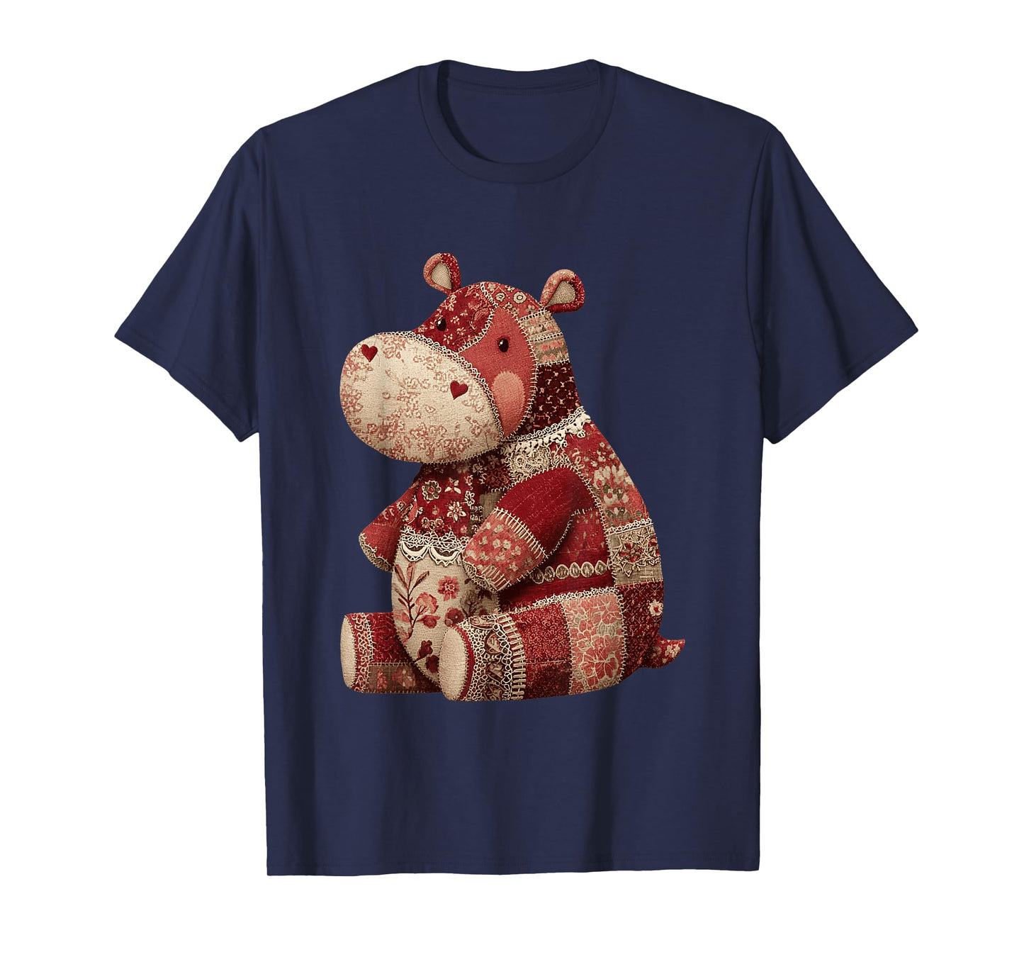 Vintage Patchwork Hippo Cute Boho Nursery T-Shirt
