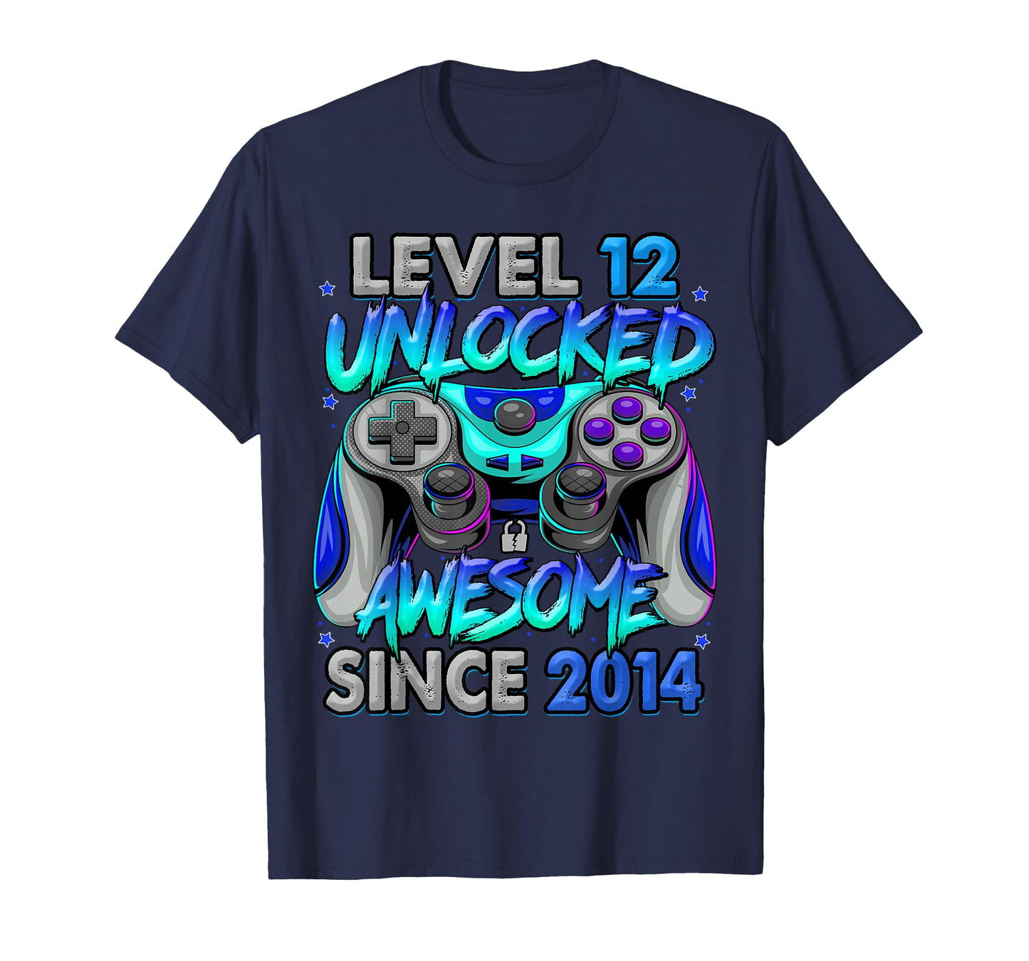 Level 12 Unlocked Awesome Since 2014 12th Birthday Gaming T-Shirt