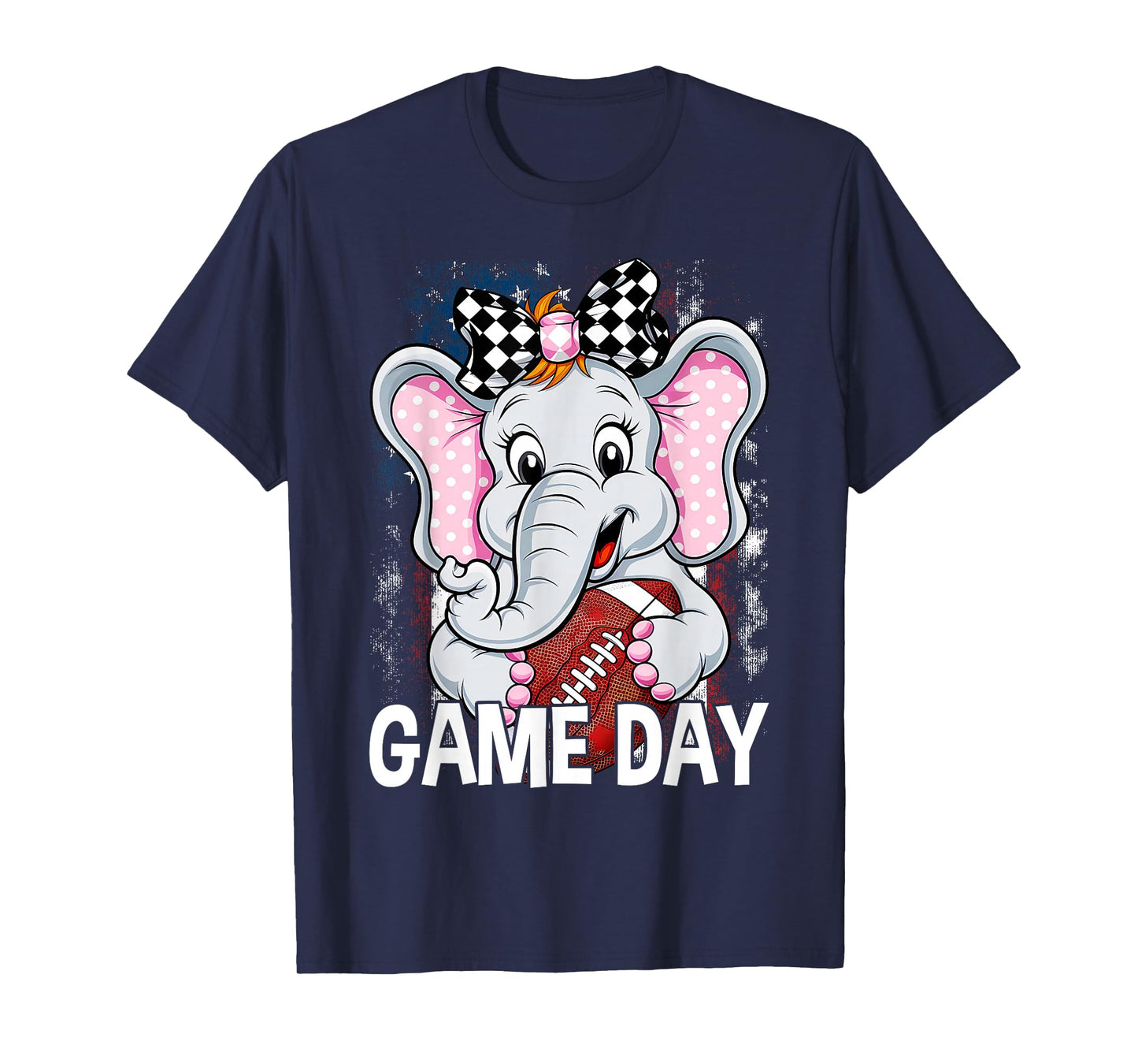 Cute Game Day Elephant Women and Girls Football T-Shirt