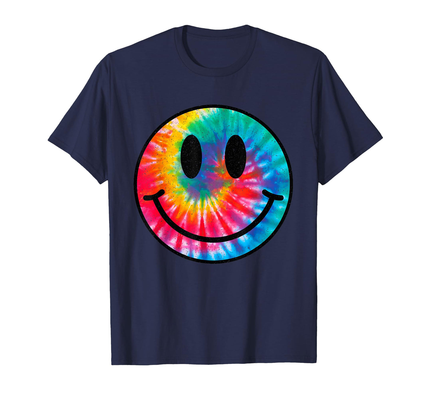 Retro Happy Face Tie Dye Checkered Pattern Smile Face Trendy T-Shirt