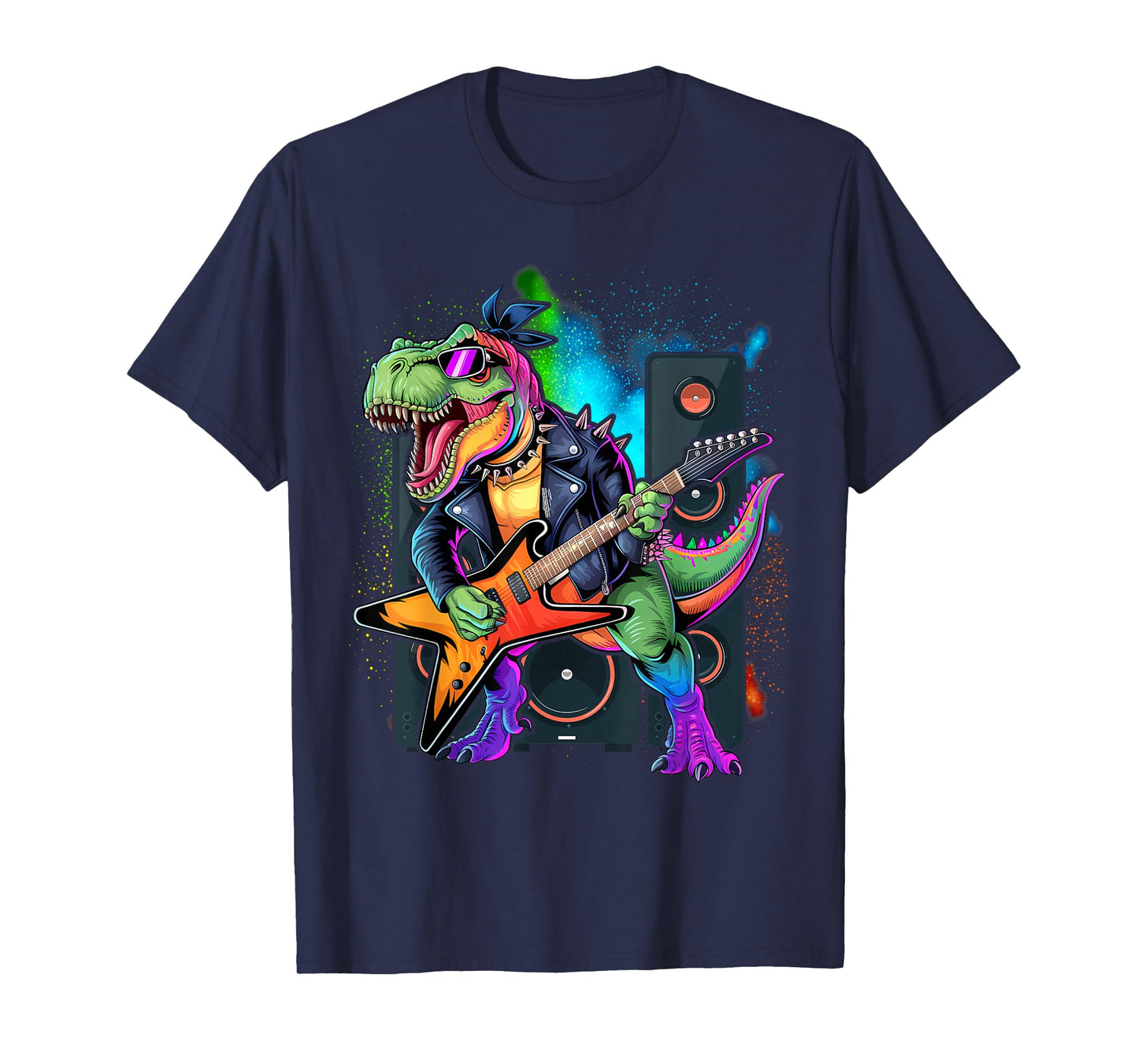 Funny Dinosaur, Rock'n Roll Goth Dino, Guitar Band T-Shirt