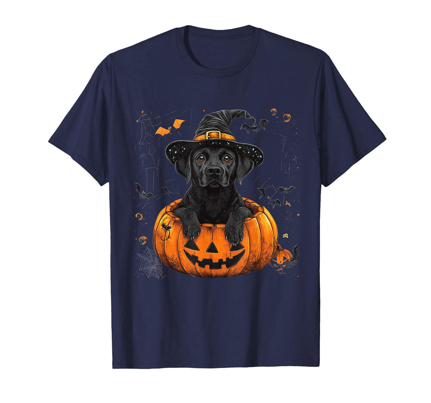 Black Lab Labrador Pumpkin Halloween Thanksgiving Men Women T-Shirt
