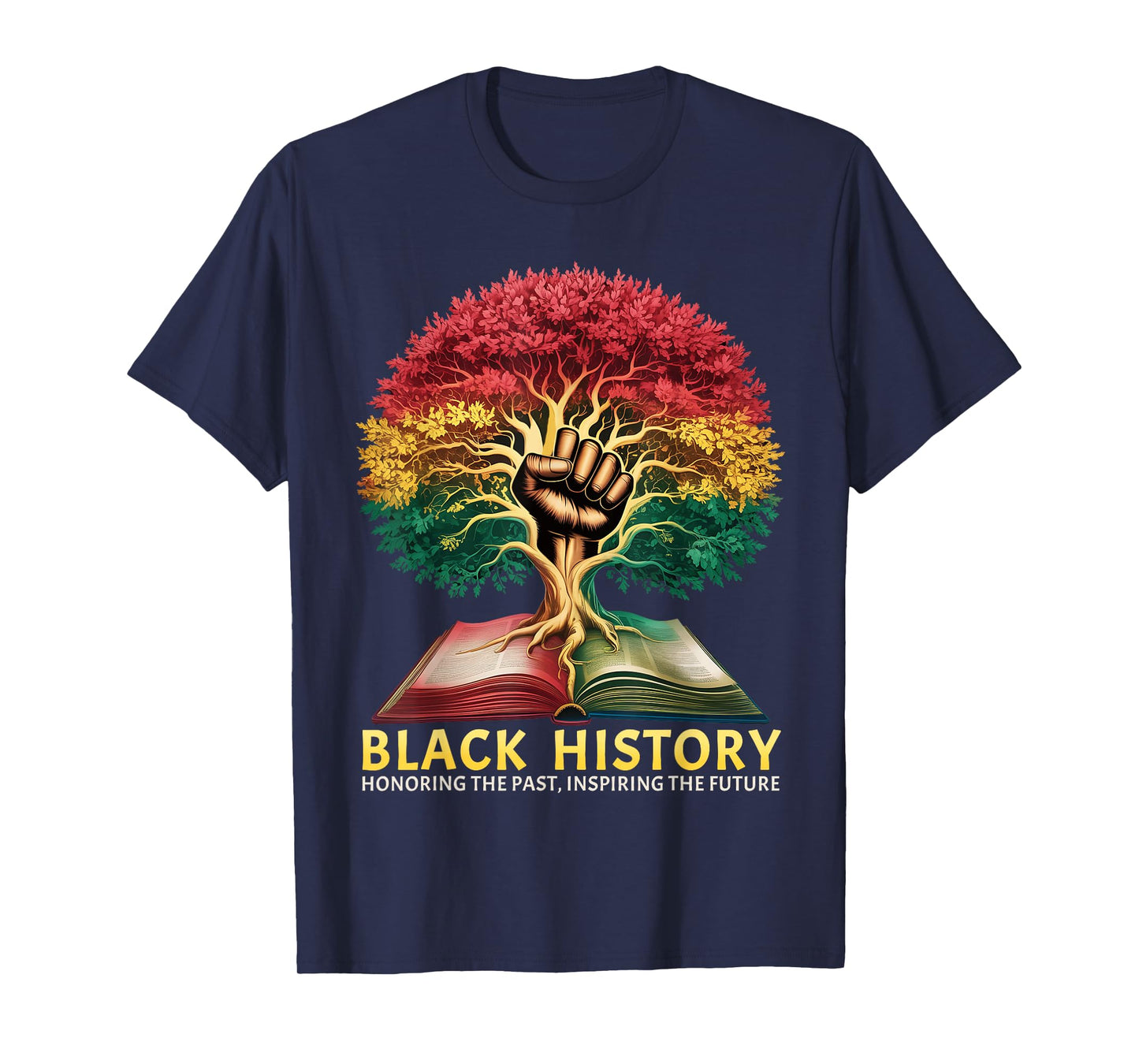 Black History Inspiring Future Fist Tree Book Roots T-Shirt
