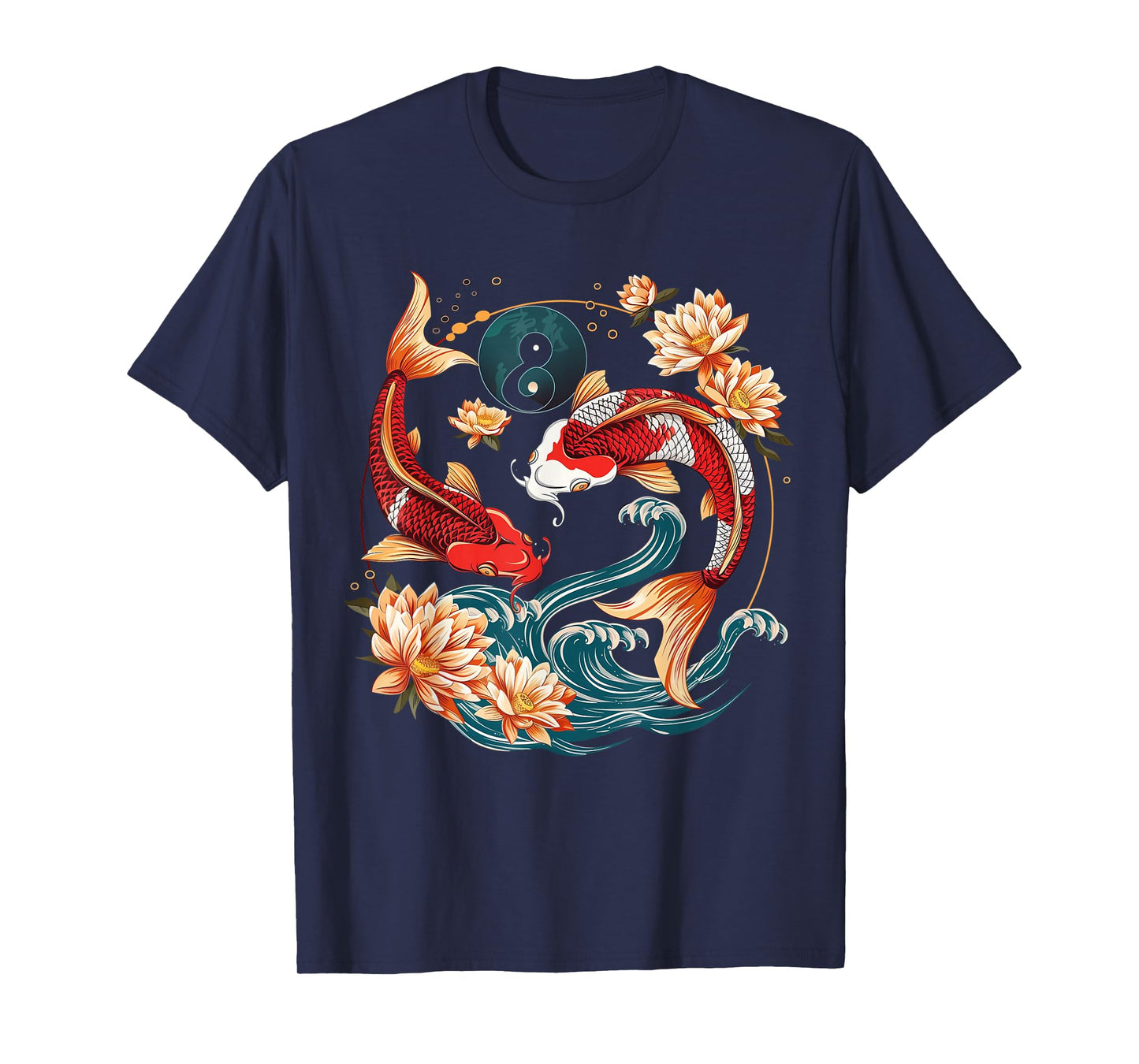 Japanese Koi Fish Vintage Lotus Flowers T-Shirt