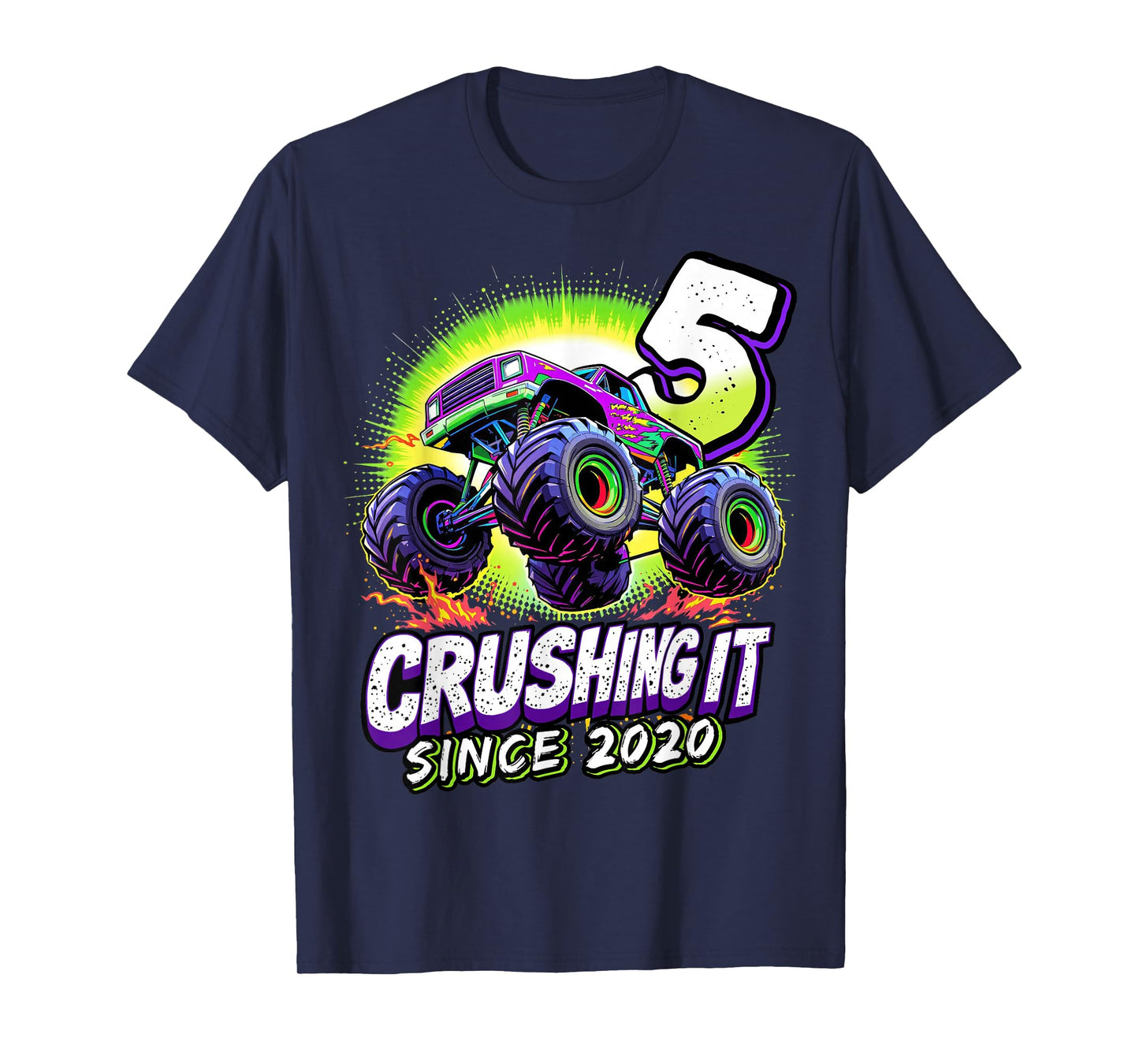 Birthday Monster Truck 5 year Old Boys 5th Party Born 2020 T-Shirt