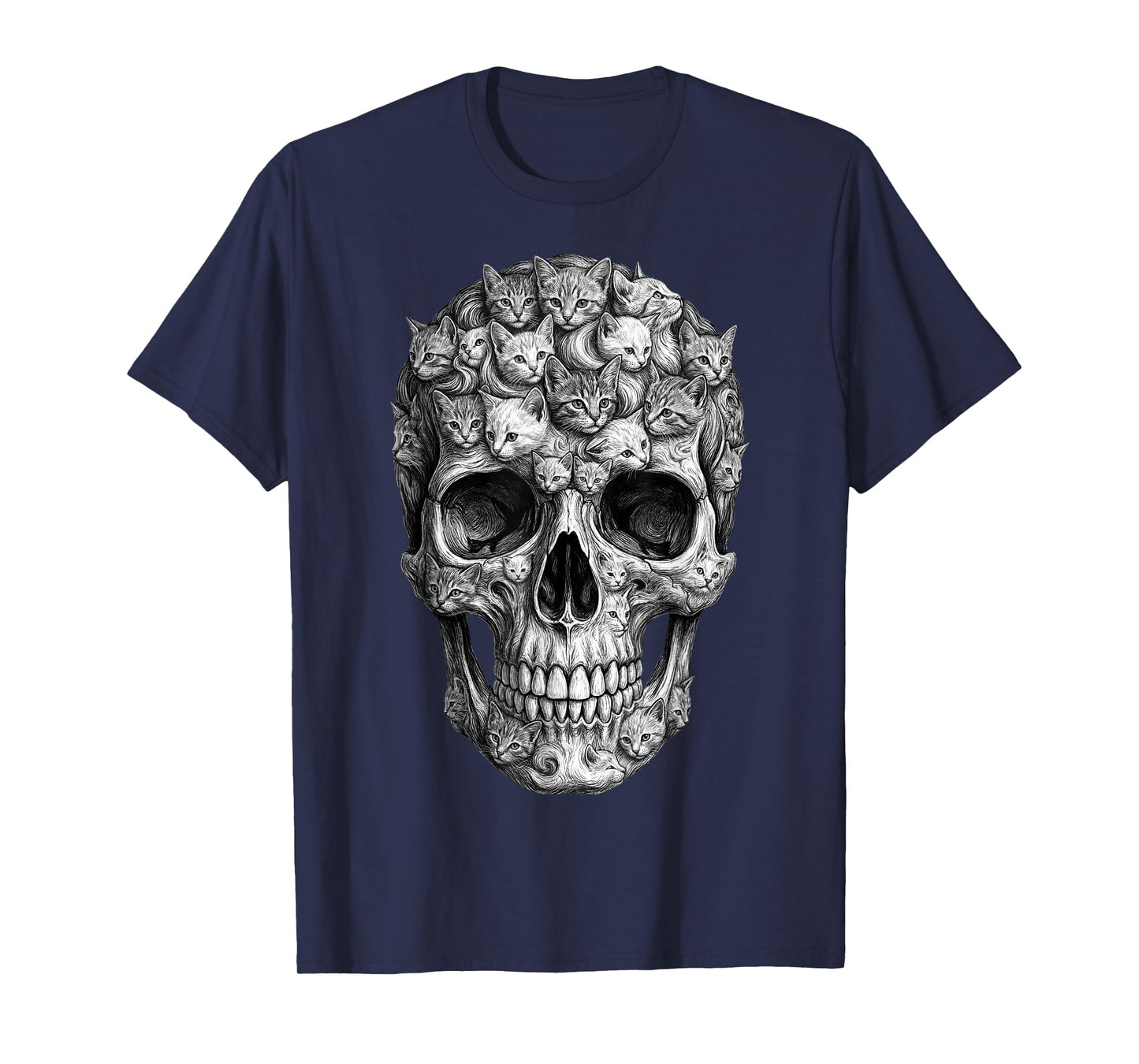 Skull But It's Cats Kitty Skeleton Halloween Cat Skull T-Shirt