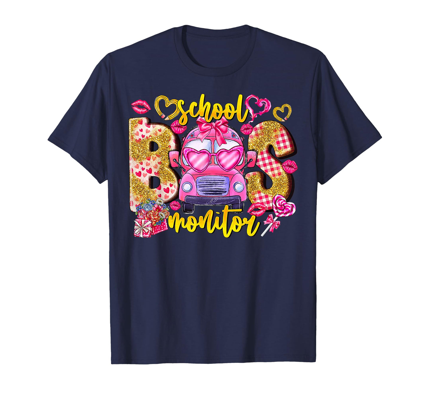 Coquette School Bus Monitor Bus Driver Valentines Student T-Shirt