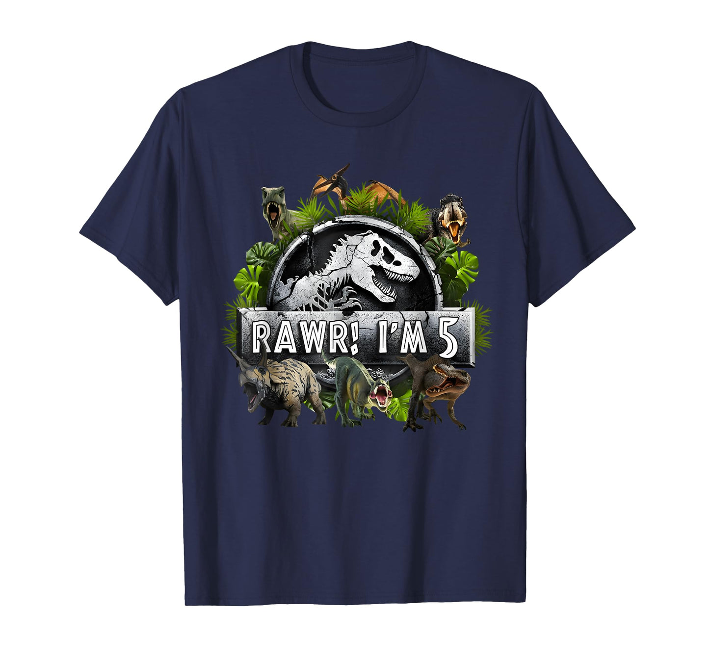 Rawr I'm 5 5th Birthday T Rex Dinosaur Funny Party Boys Kids T-Shirt