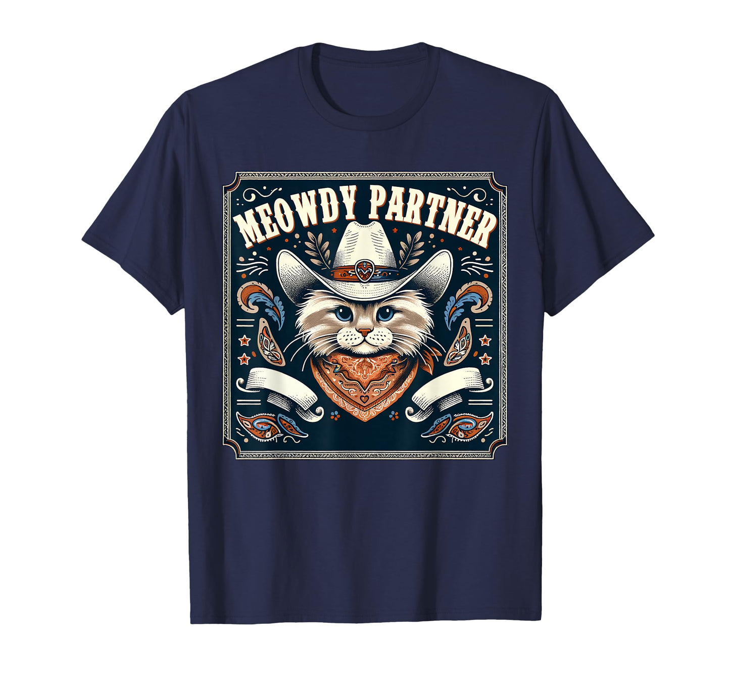 Cat Cowboy Funny Mashup Meowdy Partner Poster Western T-Shirt