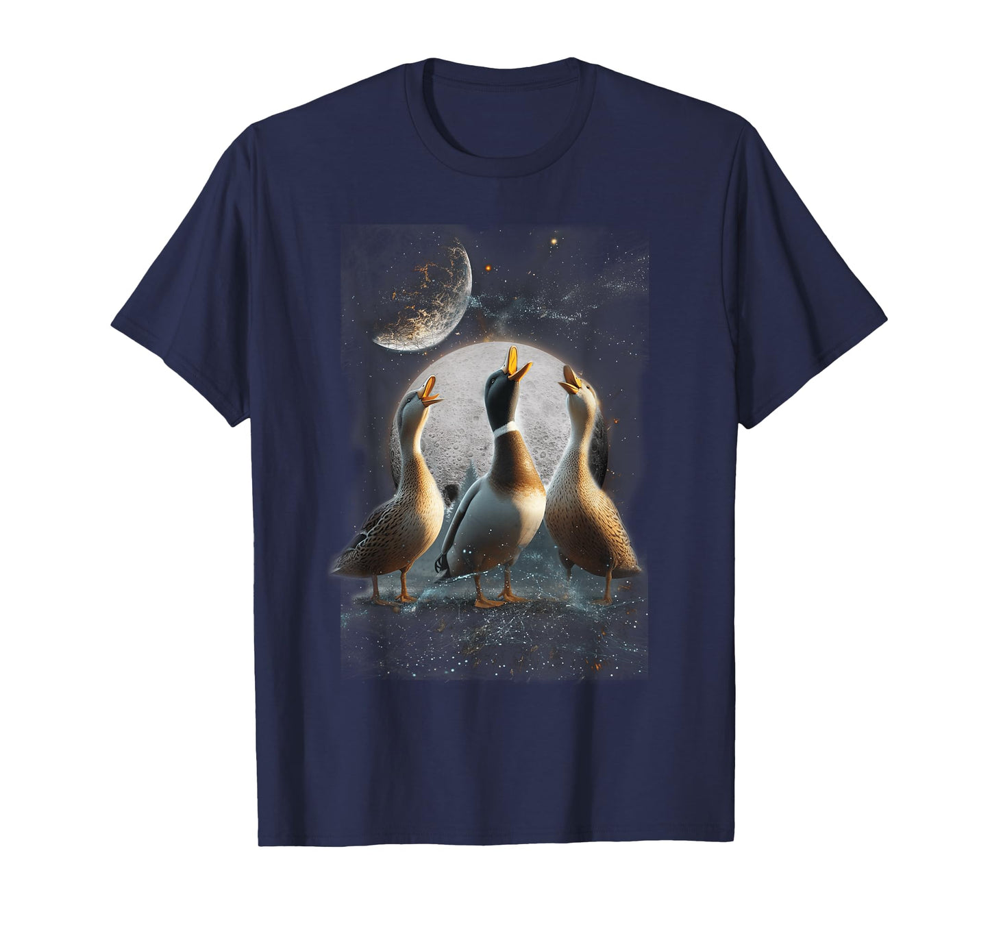 Three Ducks Howling At The Moon Funny Pet Parody Duck T-Shirt