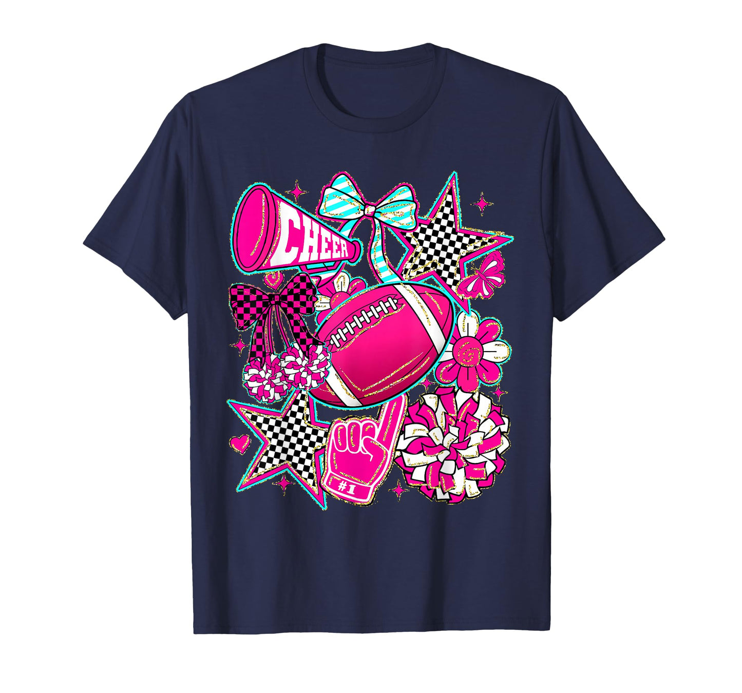 Cheer Mom Pink Cheerleader Game Day Cheer Mama Football T-Shirt