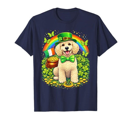 Lucky Poodle St Patrick’s Day Rainbow Shamrock Dog Lover T-Shirt