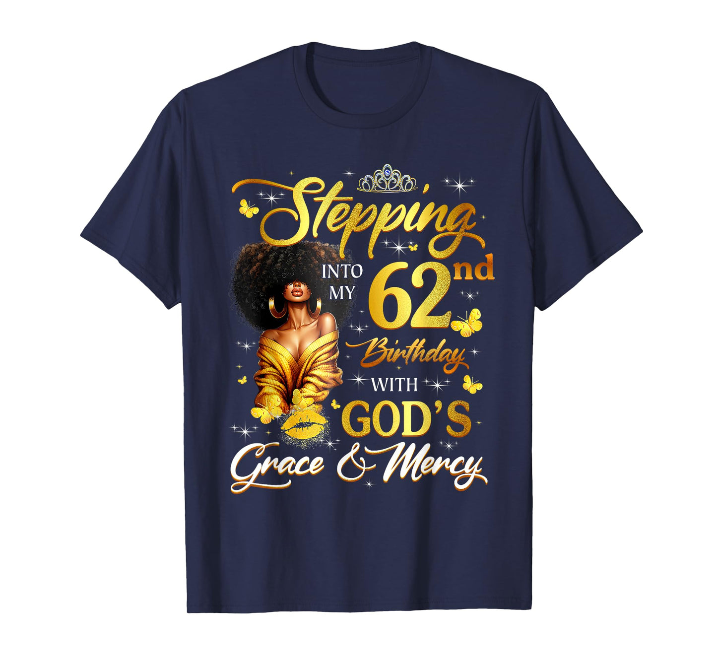 Stepping Into My 62nd Birthday Black Queen Bday T-Shirt