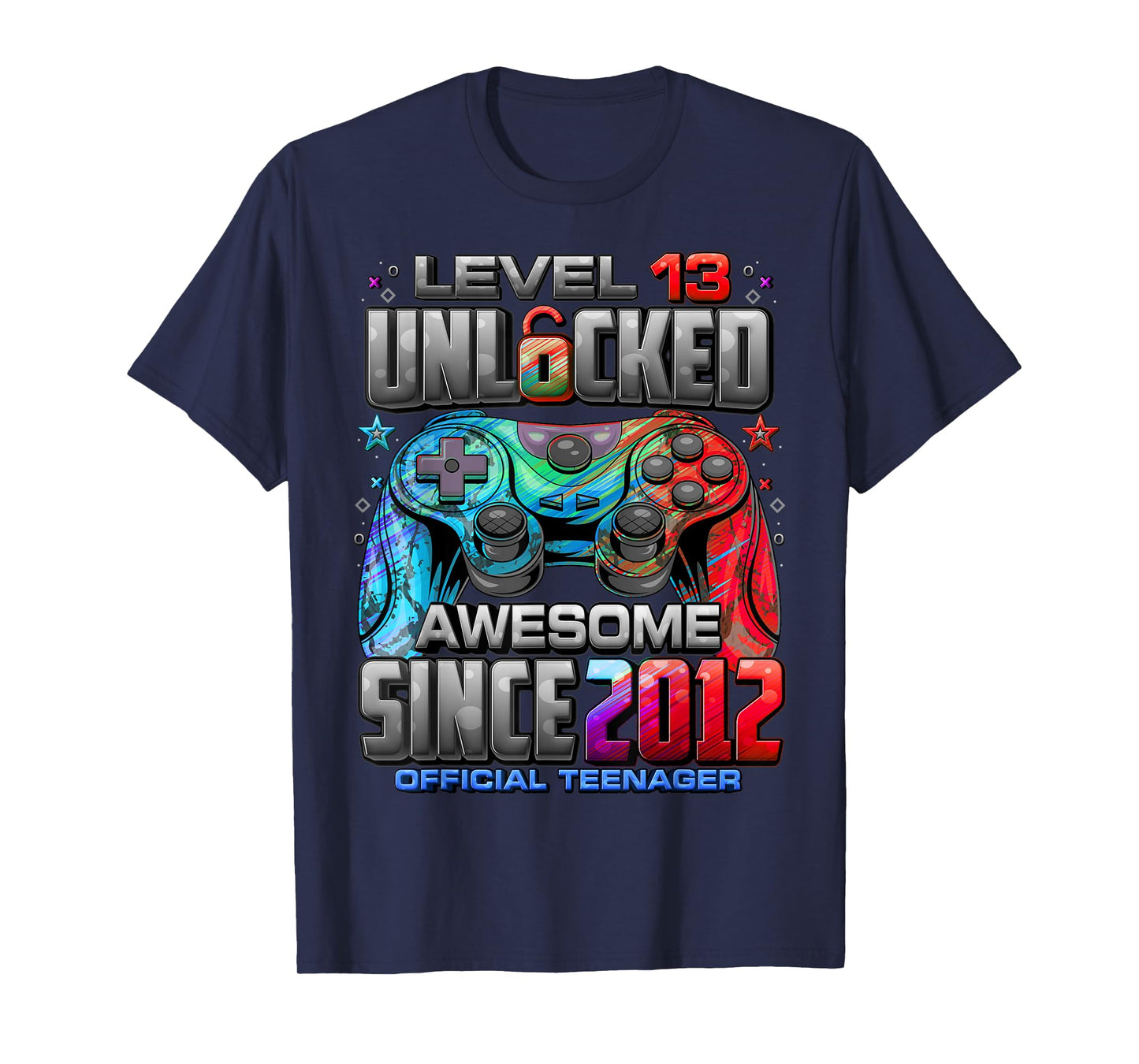 Level 13 Unlocked Awesome Since 2012 13th Birthday Gaming T-Shirt