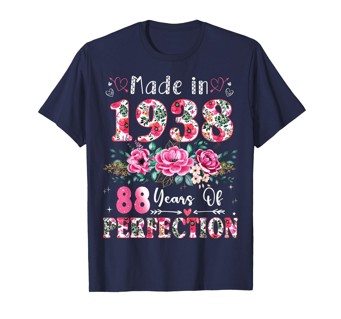 88 Year Old Made in 1938 Floral 88th Birthday Women T-Shirt