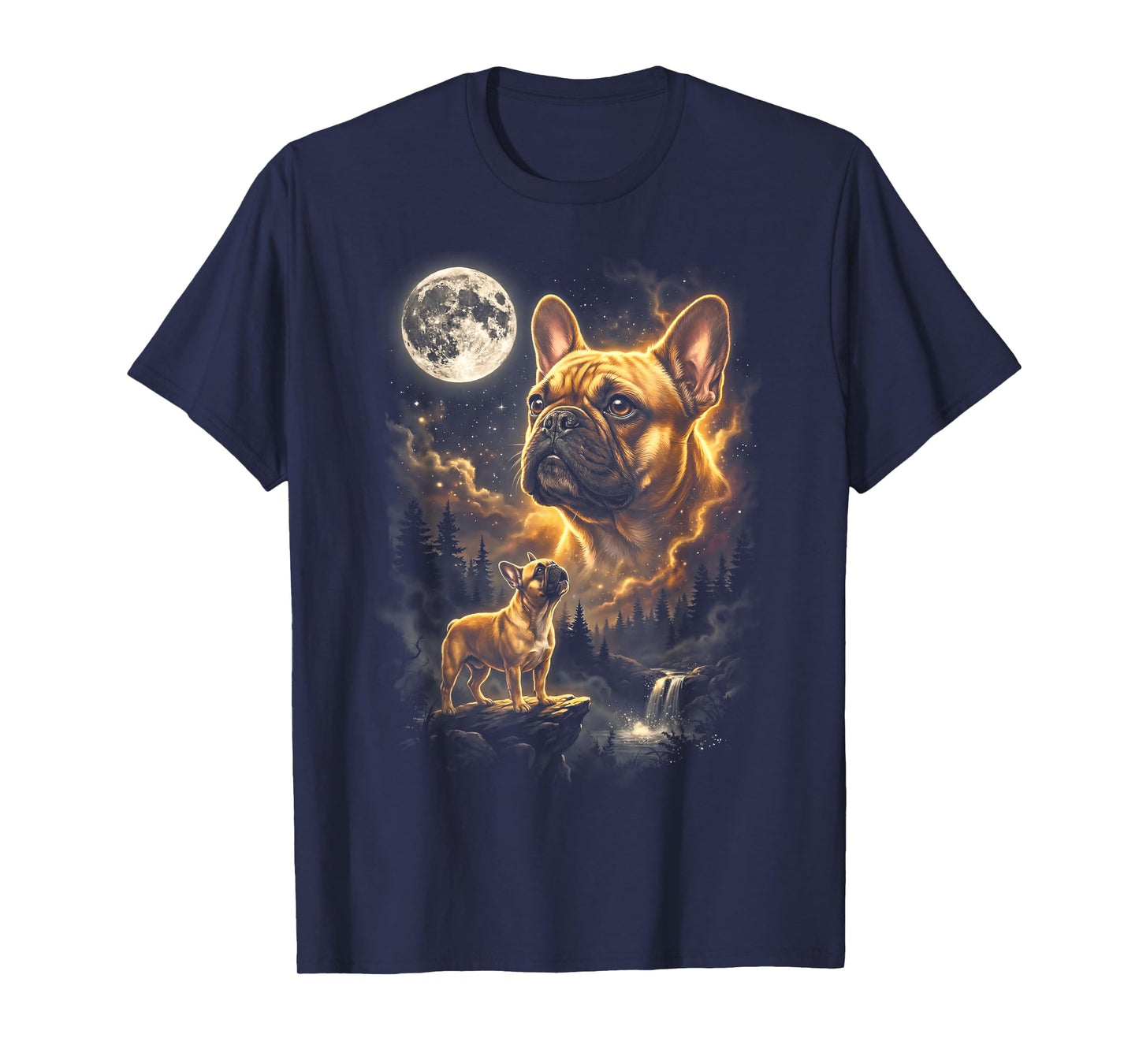 French Bulldog Howling to Moon Retro Vintage 90s Funny Dog T-Shirt