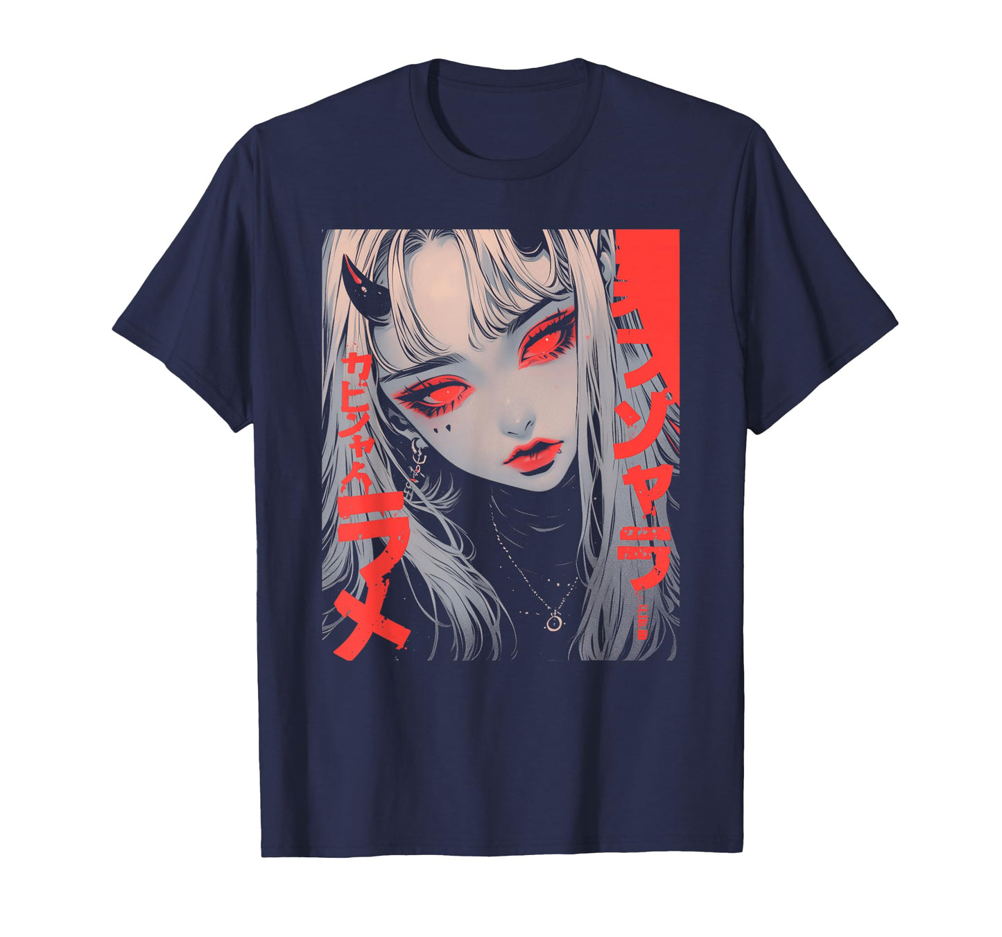 Goth Grunge Demon Anime Girl Waifu Horror Alt Aesthetic T-Shirt