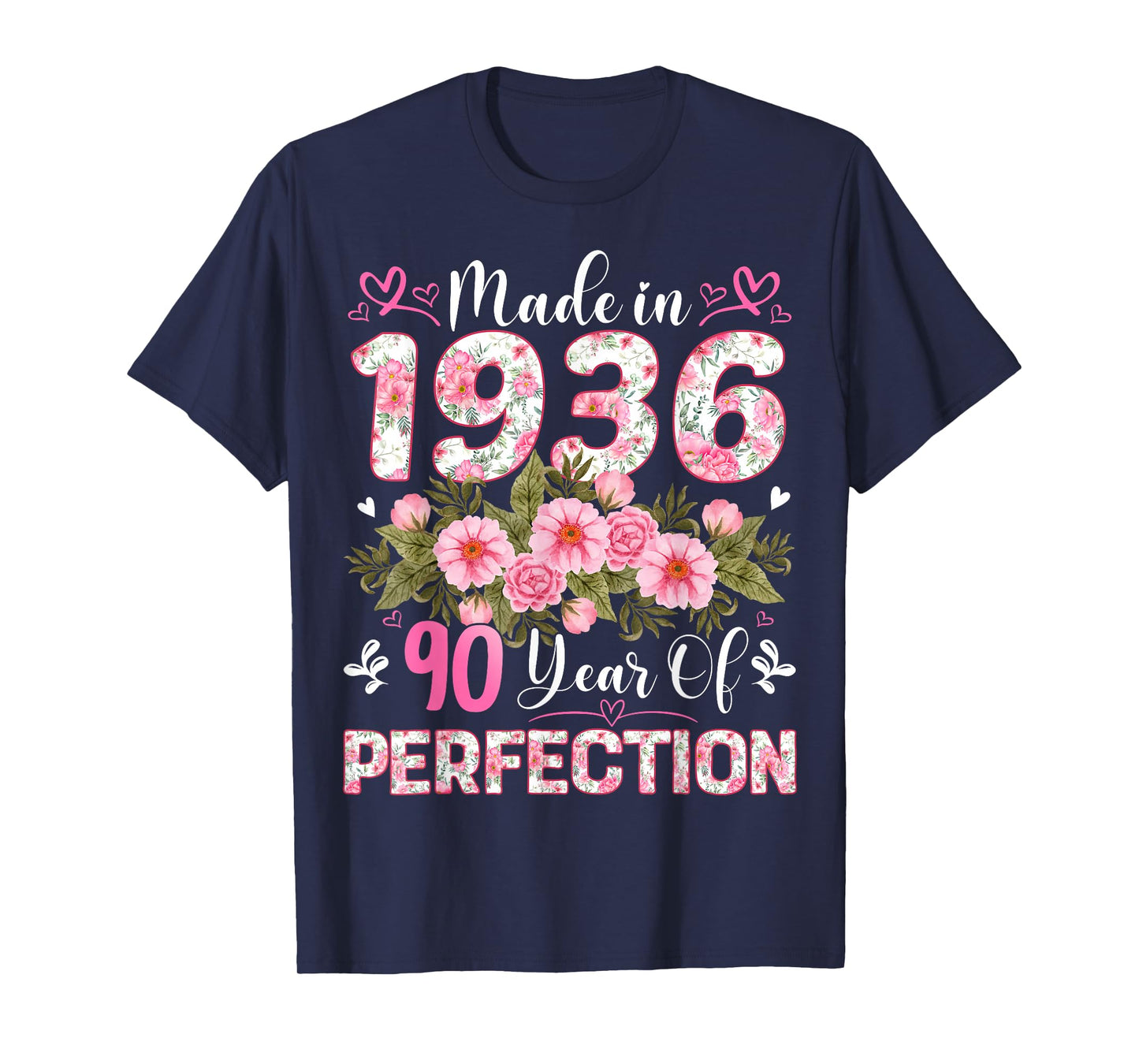 90 Year Old Made in 1936 Floral 90th Birthday Women T-Shirt