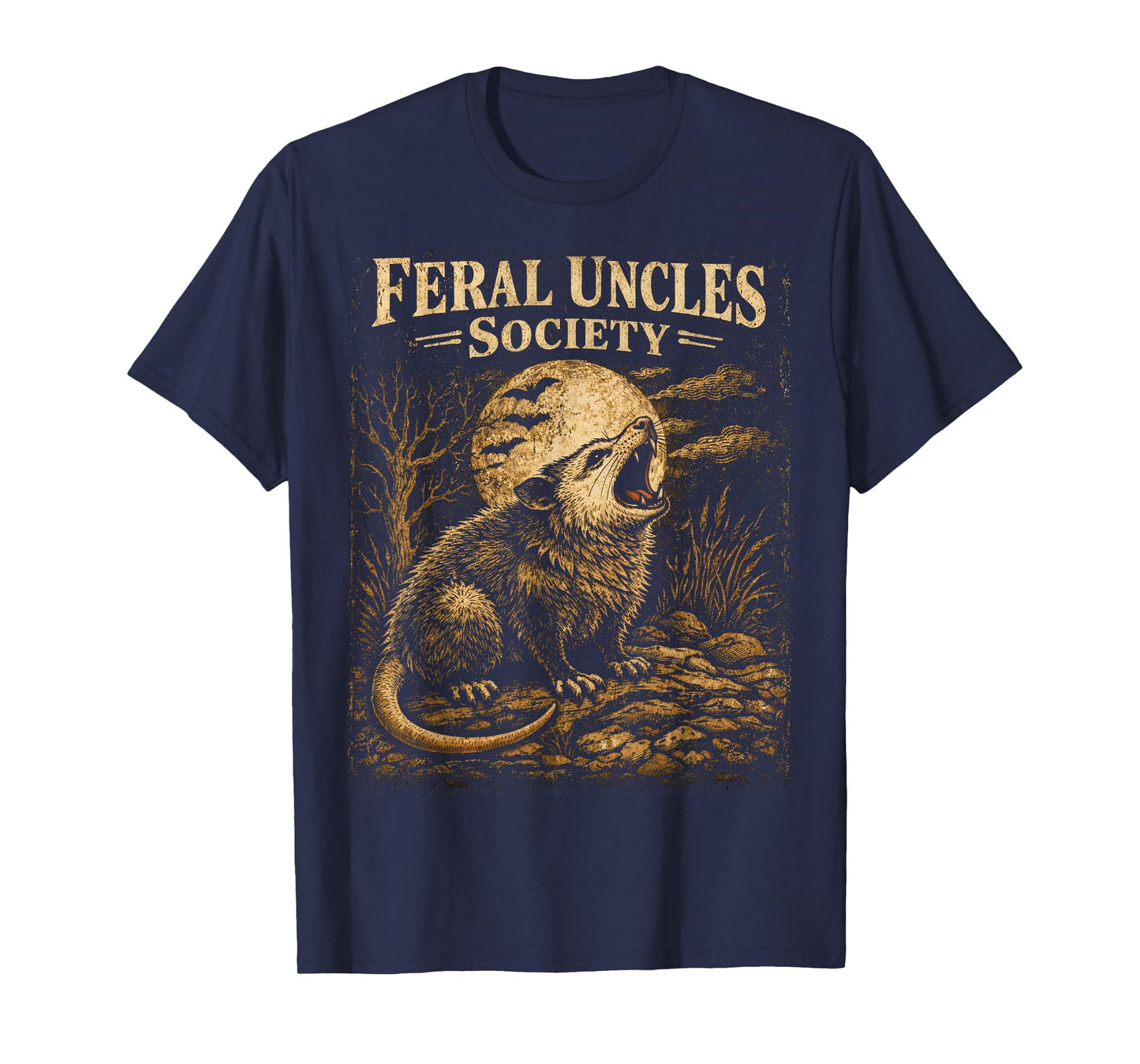 Feral Uncles Society Funny Opossum Folklore Vintage Graphic T-Shirt