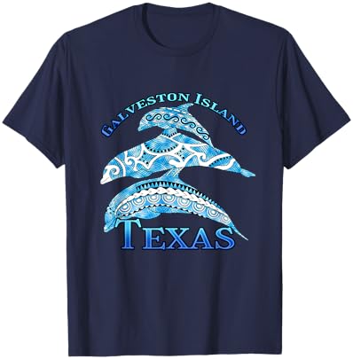 Galveston Island Texas Vacation Tribal Dolphins T-Shirt - T-Shirt | Navy