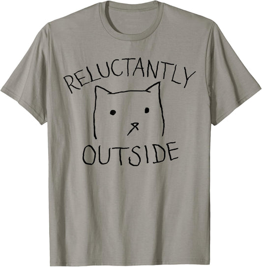 Reluctantly Outside | Funny Cute Cat Lazy Kitty Not Today T-Shirt - T-Shirt | Sand