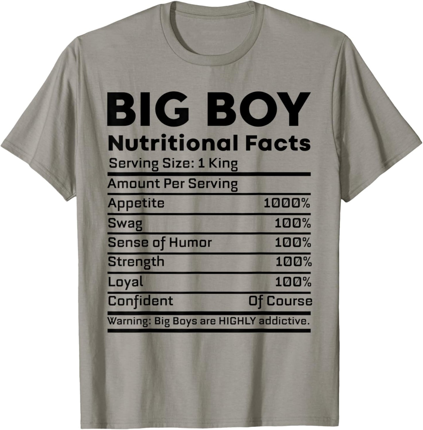 Big Boy Nutritional Facts For Boys T-Shirt - T-Shirt | Sand