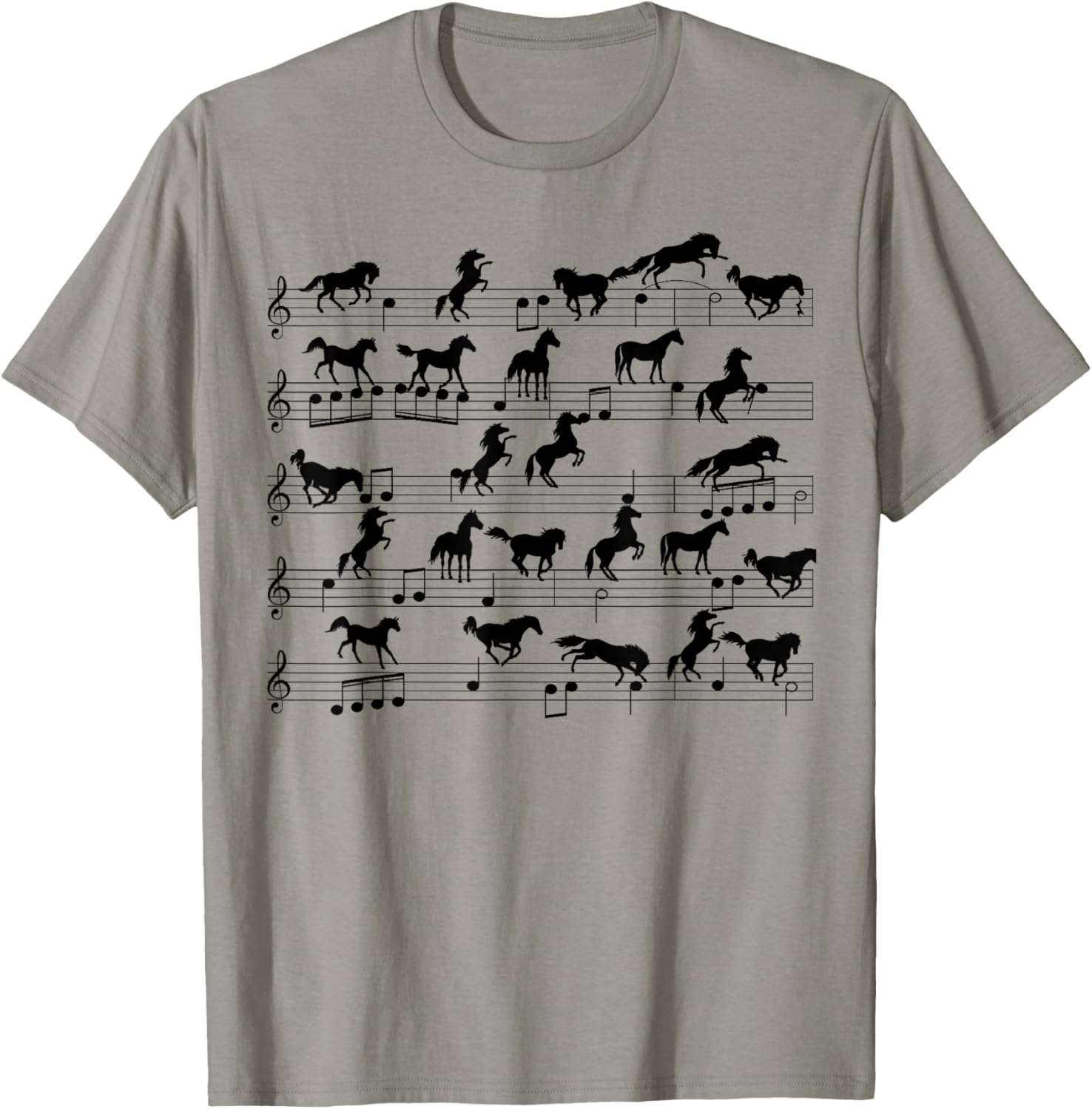 Cute Horse Music Note Clef Gifts For Girls, Boys, Men, Women T-Shirt - T-Shirt | Sand