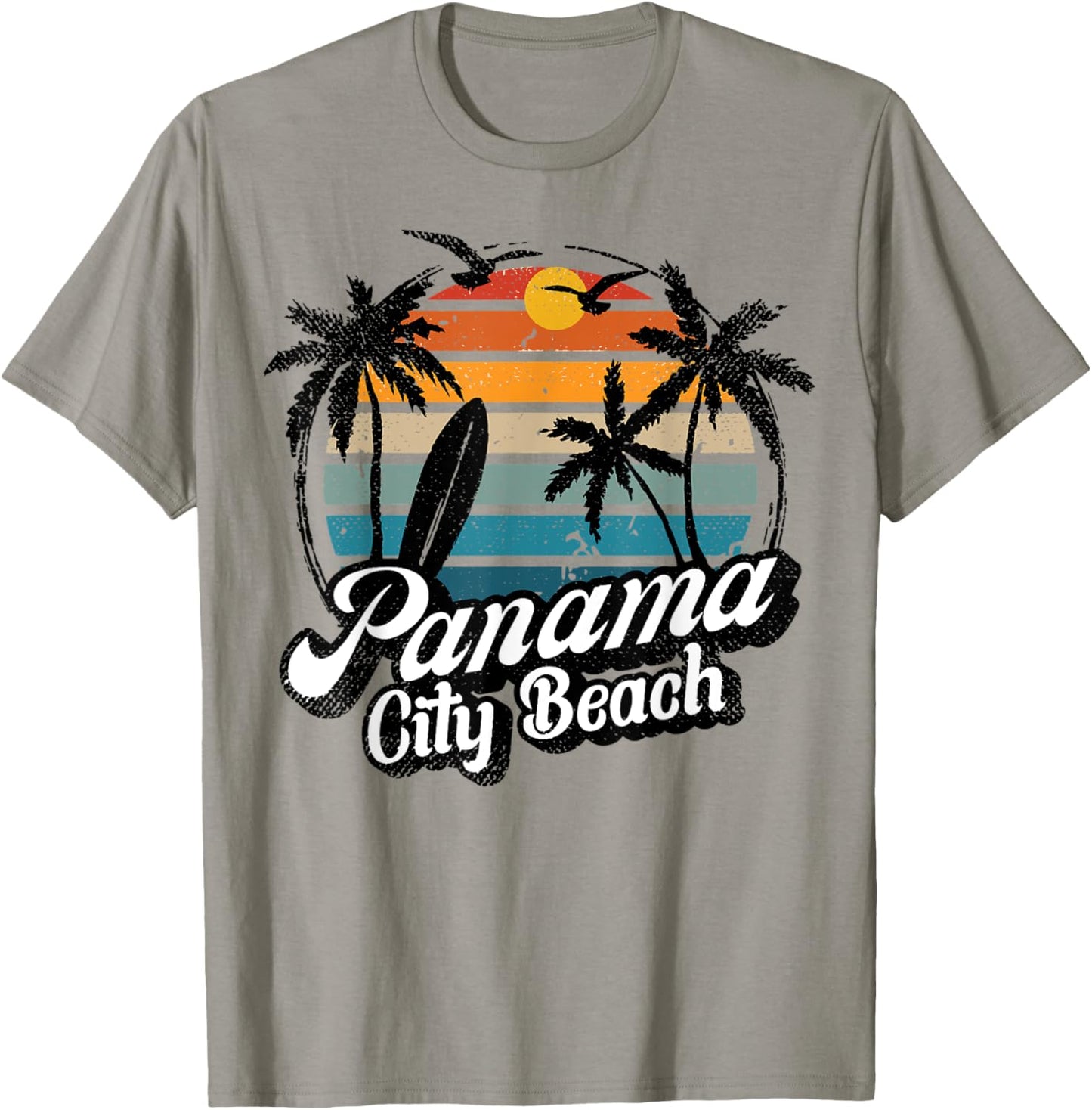 Panama City-Beach Florida Palm Tree Surf Retro beach Sunset Men Women Kids T-Shirt - T-Shirt | Sand