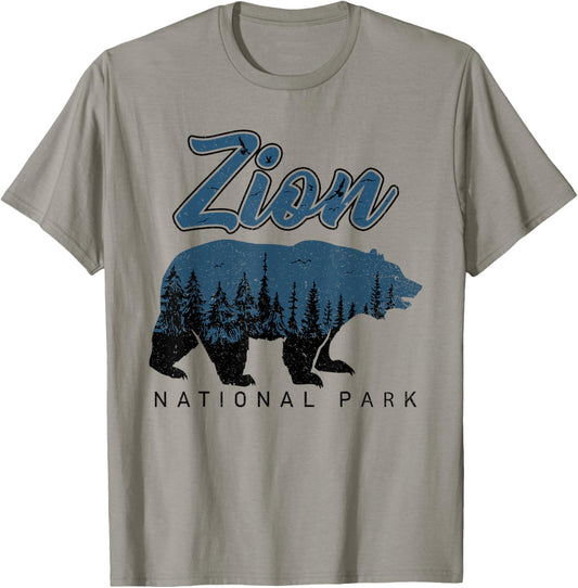 Vintage Retro Zion National Park Utah Bear T-Shirt - T-Shirt | Sand