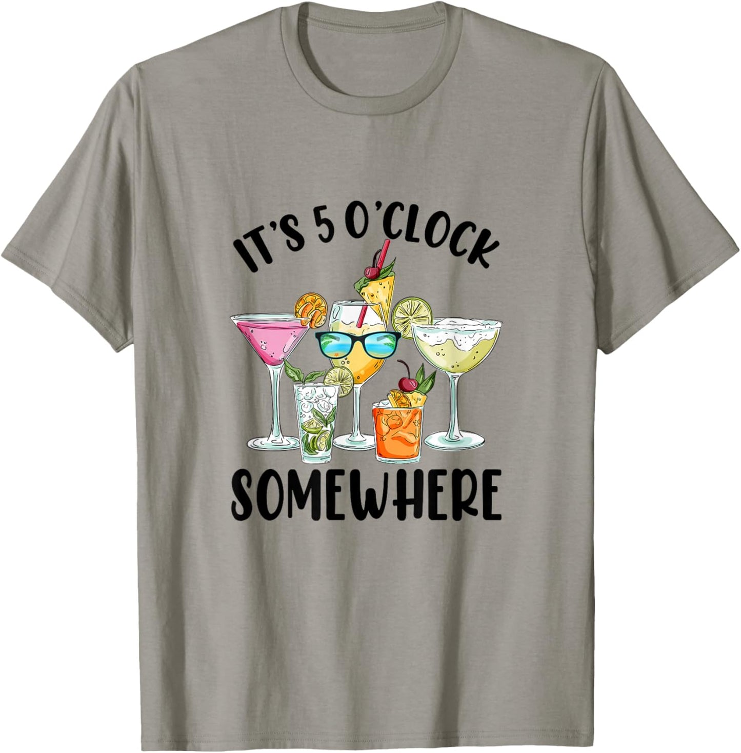 Its 5 Oclock Somewhere Drinking Hello Summer Beach T-Shirt - T-Shirt | Sand