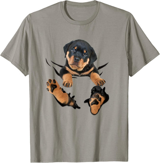 Rottweiler Puppy Breakthrough T-Shirt - T-Shirt | Sand