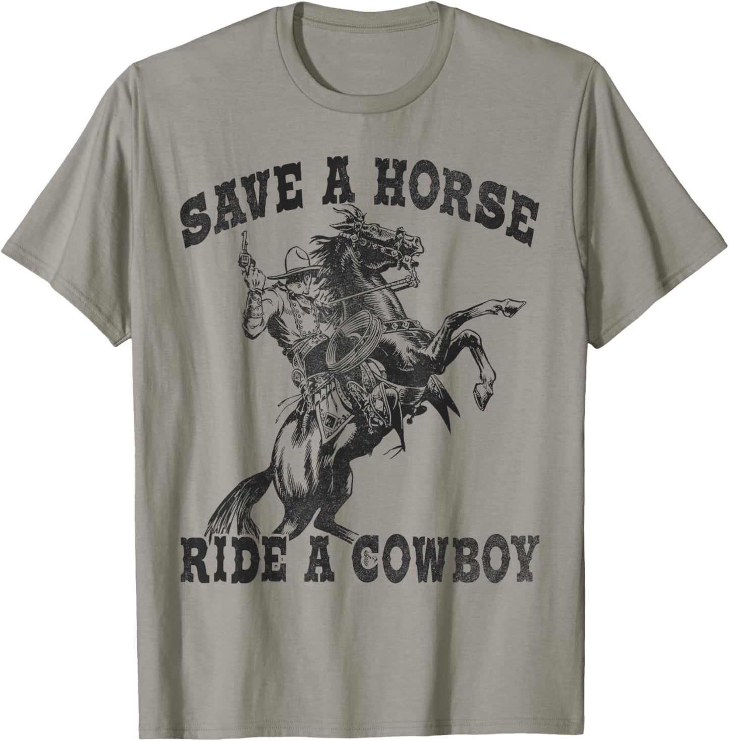 Save A Horse Ride A Cowboy Funny Vintage T-Shirt - T-Shirt | Sand