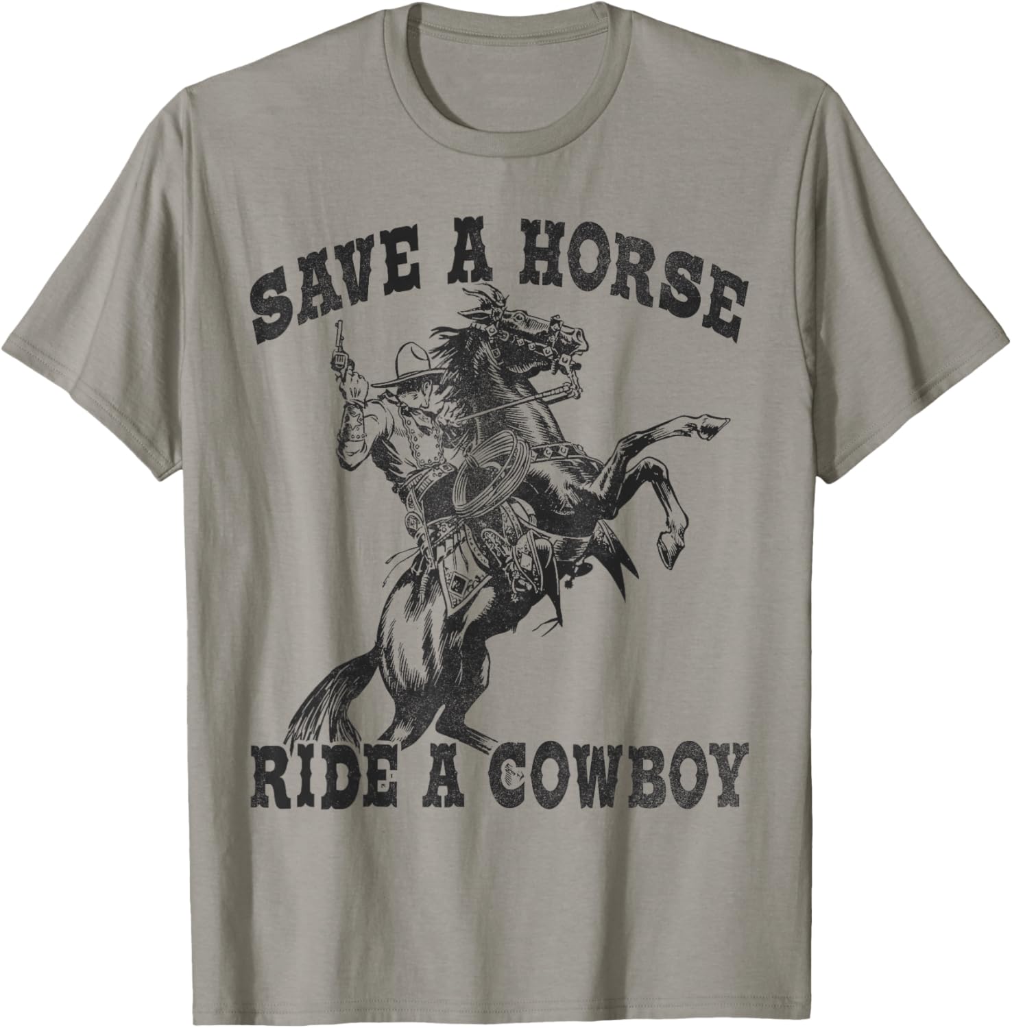 Save A Horse Ride A Cowboy Funny Vintage T-Shirt - T-Shirt | Sand