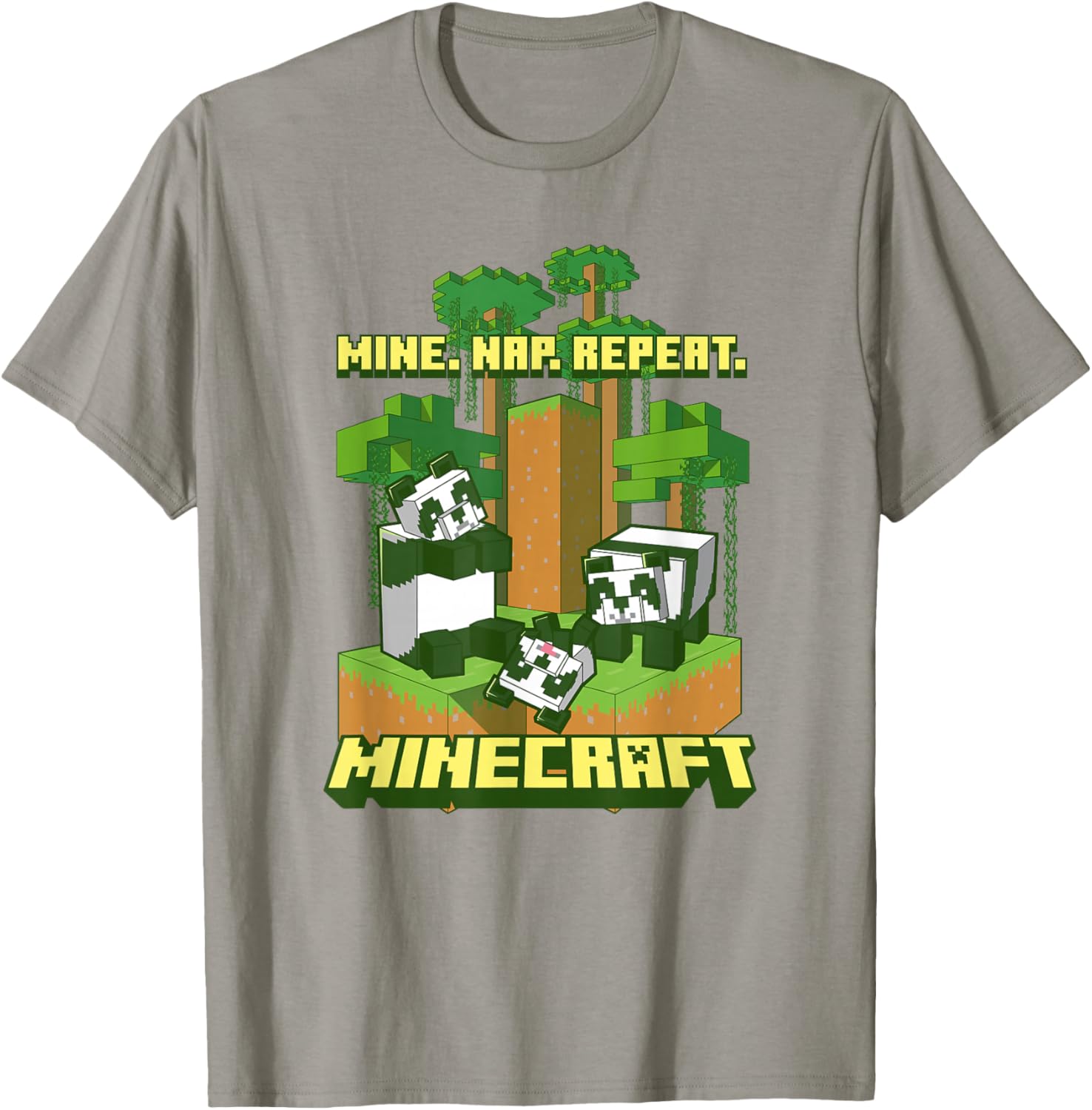 Minecraft Pandas Mine Nap Repeat Poster T-Shirt - T-Shirt | Sand