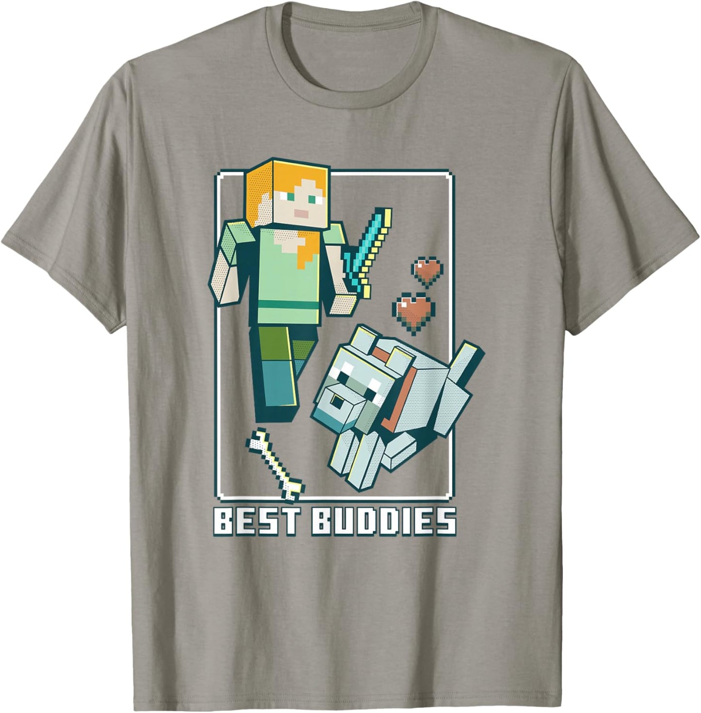 Minecraft Alex and Wolf Best Buddies T-Shirt - T-Shirt | Sand