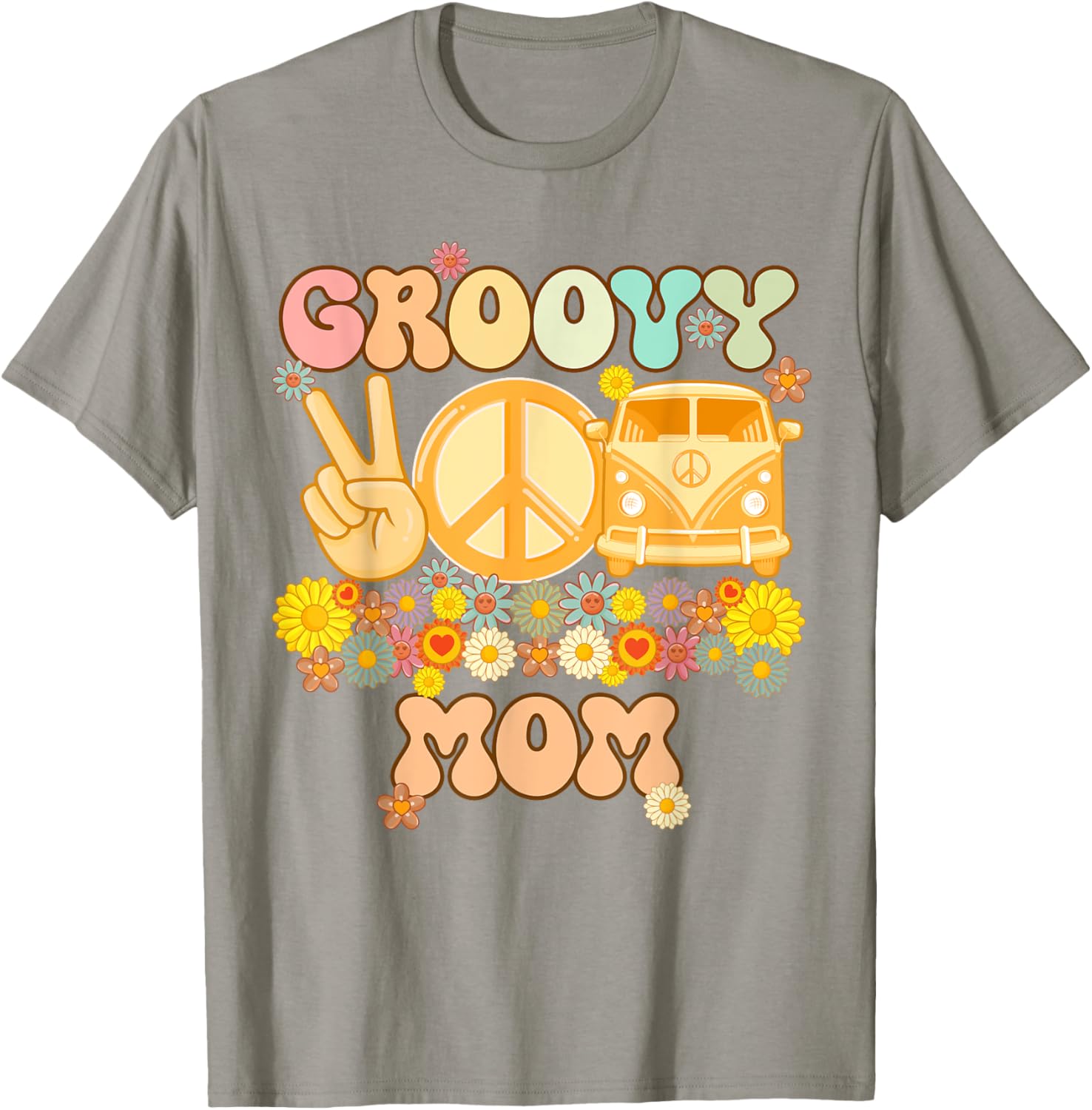Groovy Mom Retro Matching Family Baby Shower Mother's Day T-Shirt - T-Shirt | Sand