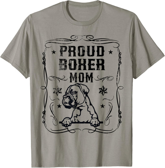 Proud Boxer Mom Best Cute Puppy Dog Lover Mothers Day Themed T-Shirt - T-Shirt | Sand