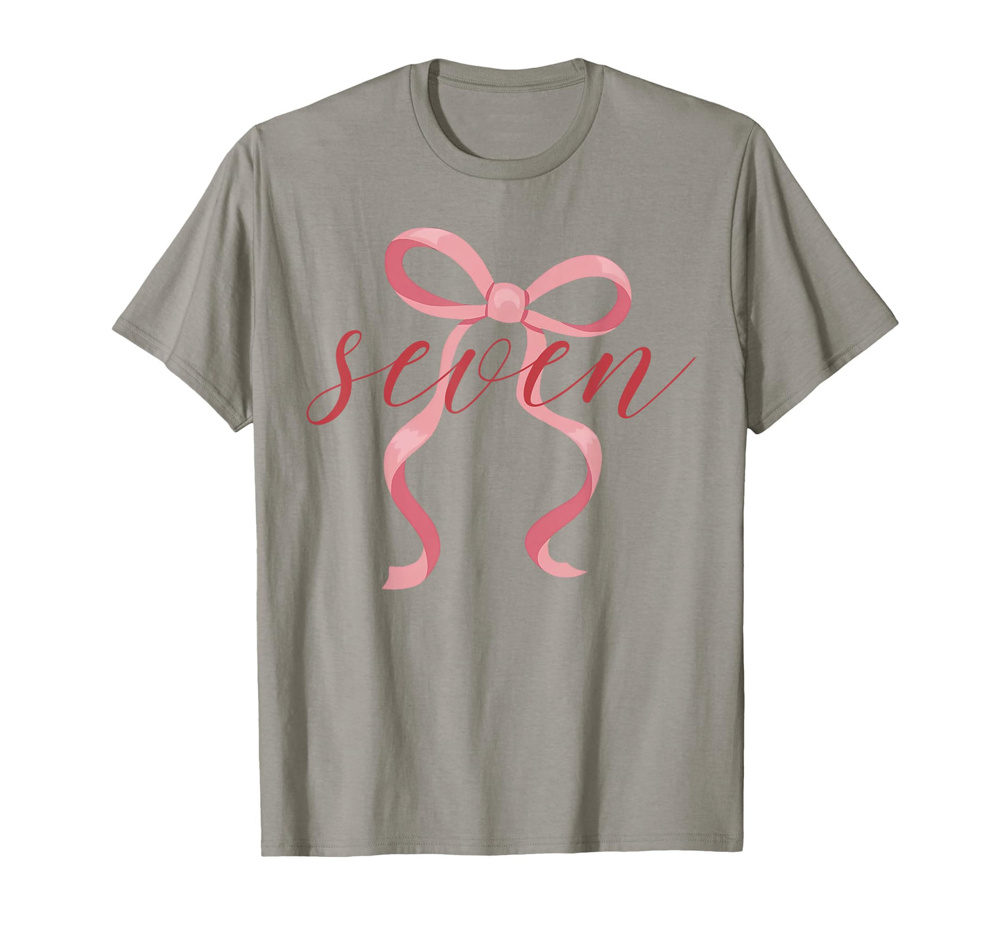 Pink Girl Coquette Bow 7 Year Old 7th Birthday Party T-Shirt