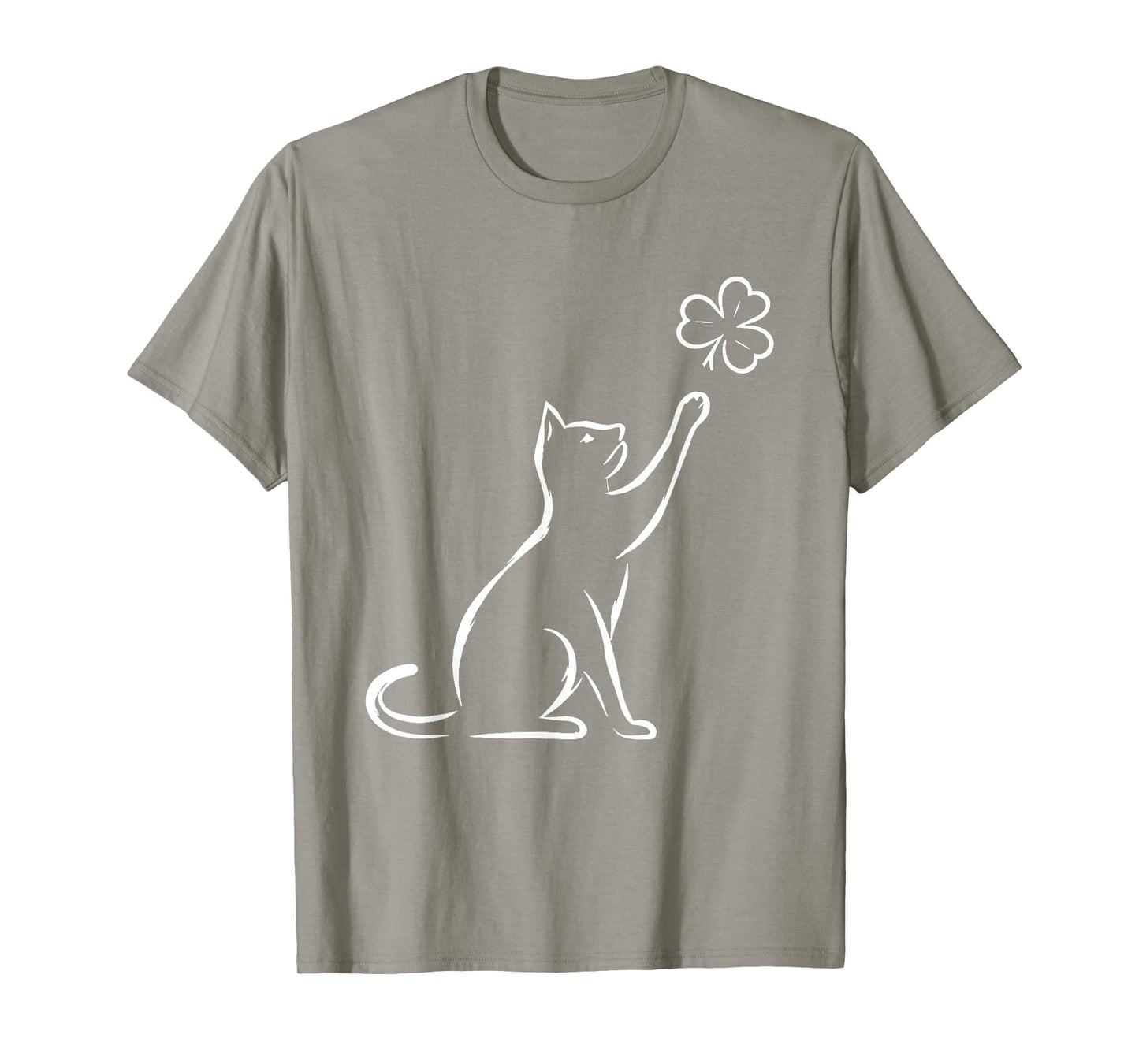 Lucky Cat Shamrock Minimalist St Patricks Day Women Kids Men T-Shirt