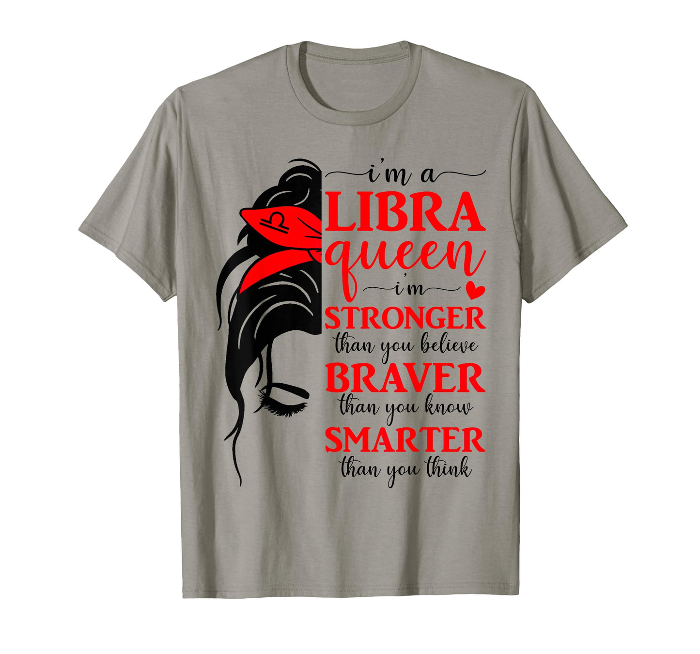 Libra Queen Messy Bun Libra Women Girls Birthday Zodiac Sign T-Shirt