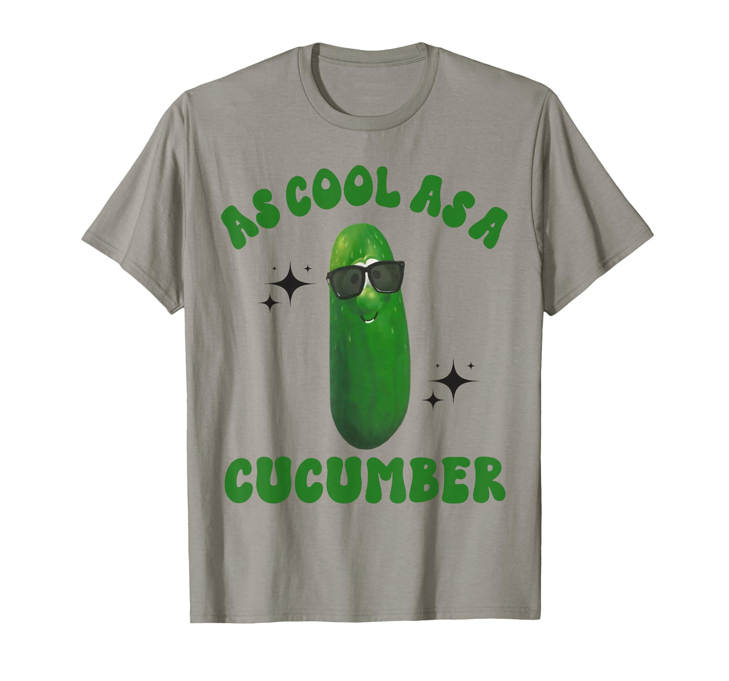 As Cool As a Cucumber Funny Cucumber In Sunglusses Design T-Shirt, Small, Grey