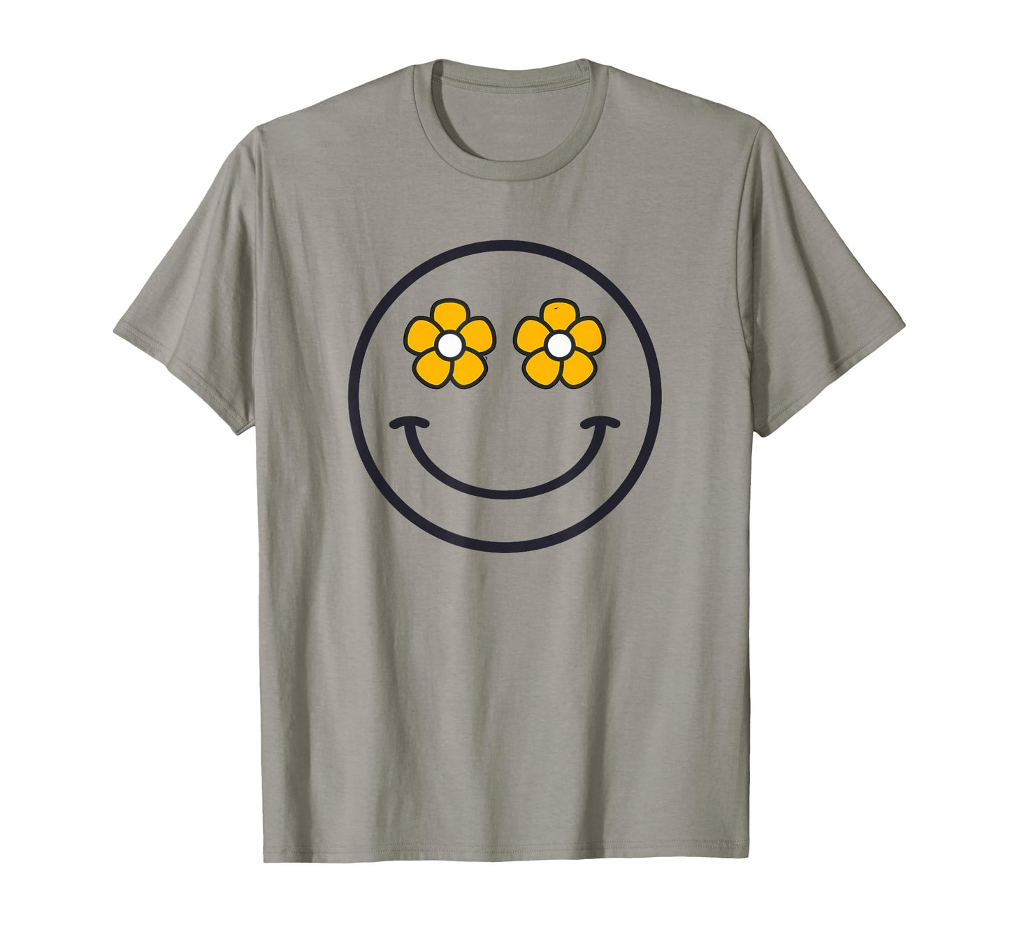 Funny Smiling Flowers Women Girls Cool Happy Face Smile T-Shirt