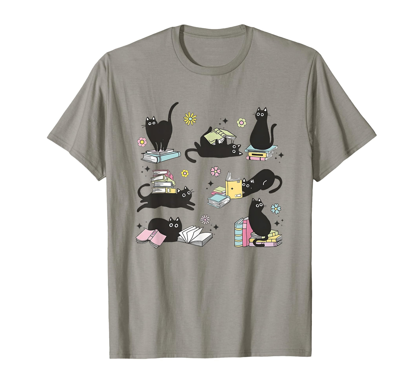 Cats Reading Books Shirt Cat Lover Kitten Reading Book Lover Men Women Girls Kids T-Shirt