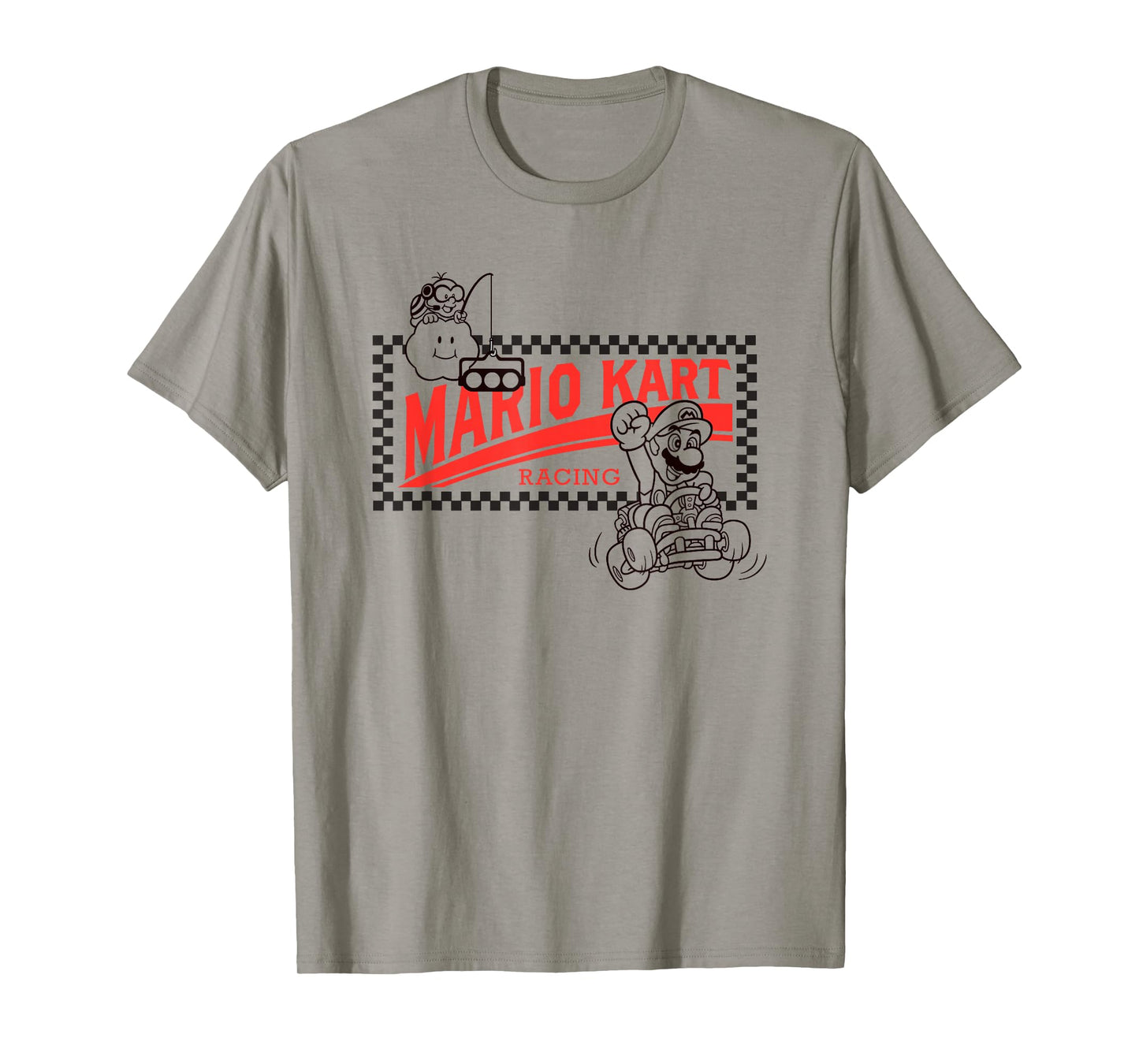 Mario Kart Racing Vintage Checkerboard Frame Logo T-Shirt