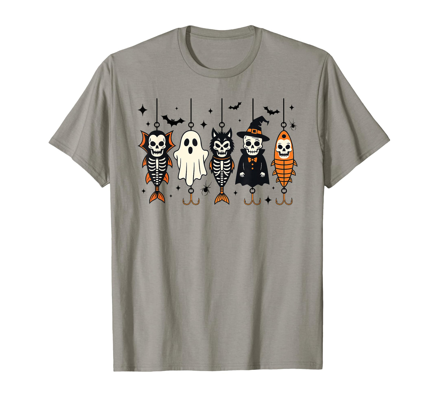 Spooky Fisherman Halloween Skeleton Monster Fishing Lures T-Shirt