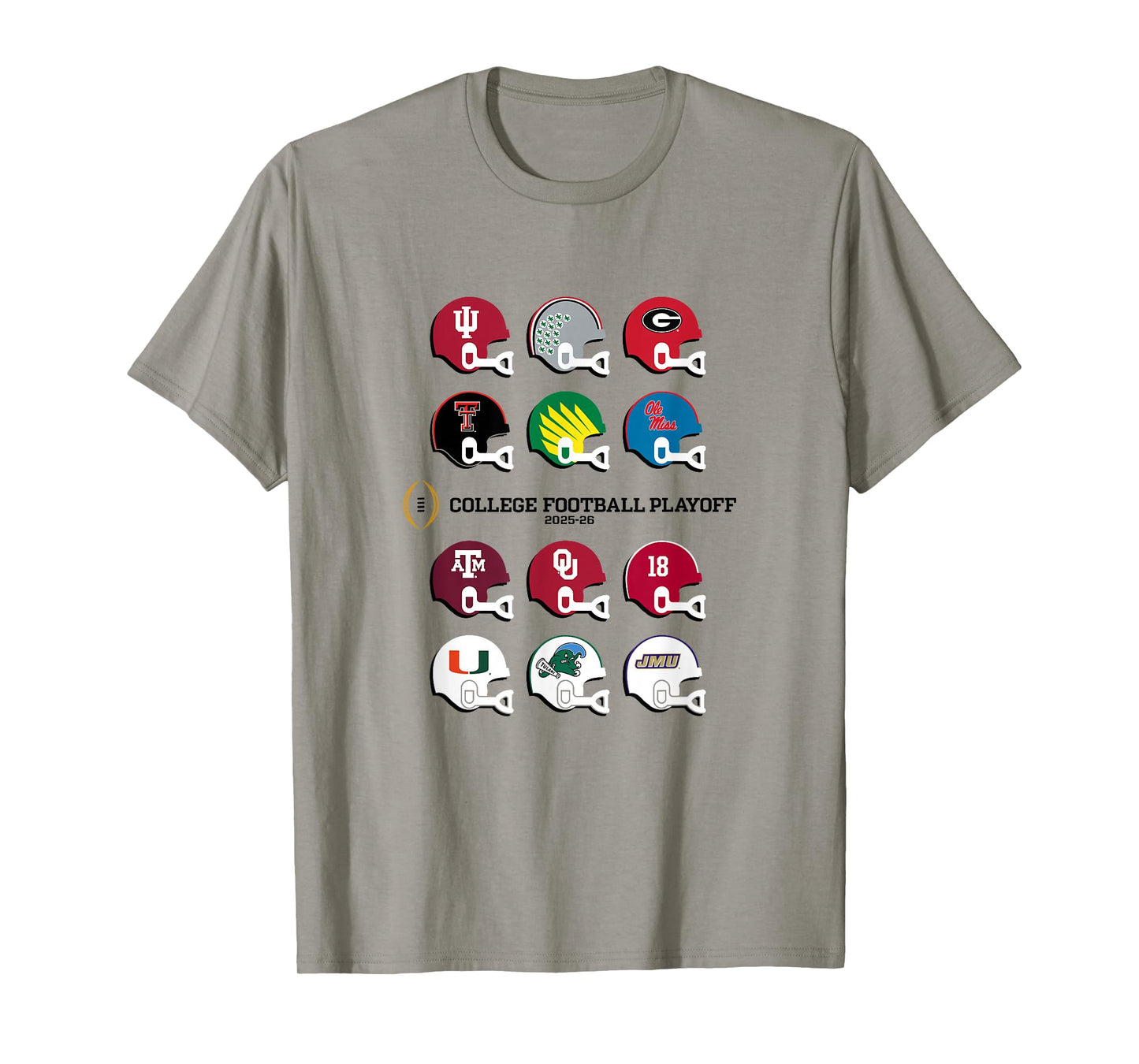 2025 College Football Playoff Tournament 12 Team Helmets T-Shirt