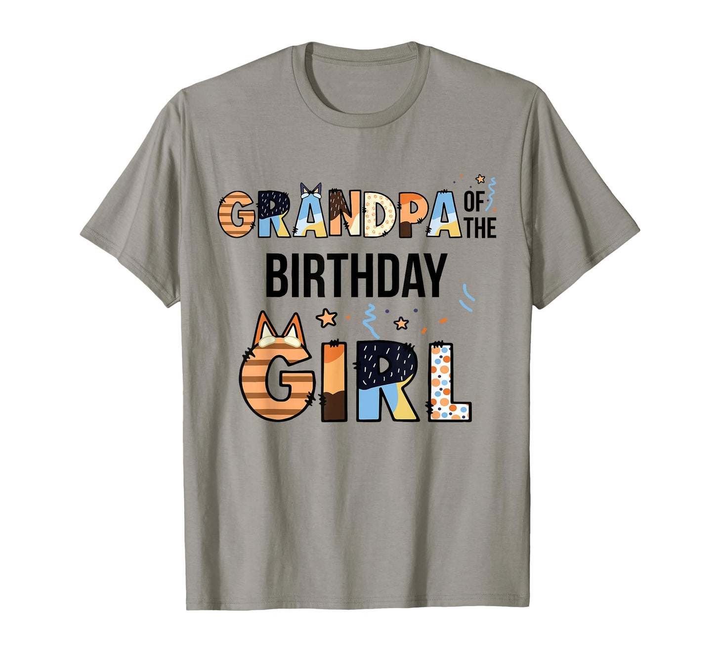 Grandpa Of The Birthday Girl Party Blue Dog Lover Matching T-Shirt