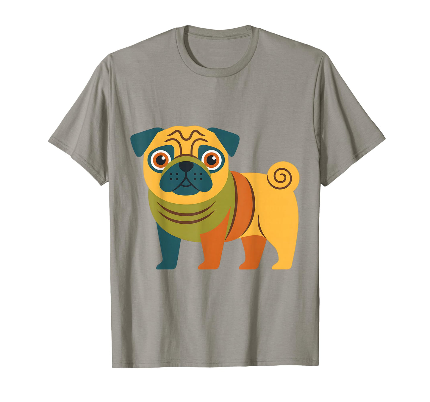 Cute Colorful Pug Illustration Funny Dog Lover Retro Pet Art T-Shirt