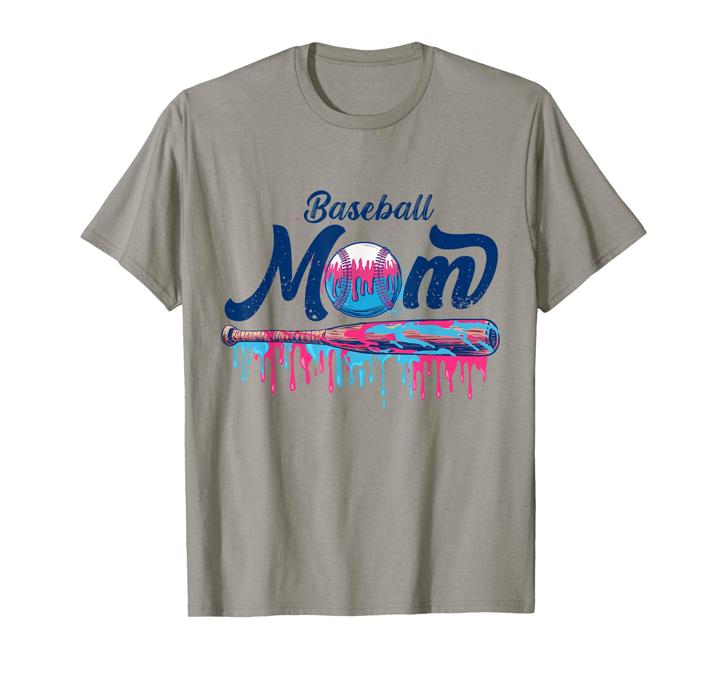 Baseball Drip Ice Cream Dripping Baseball Mom Mothers Day T-Shirt